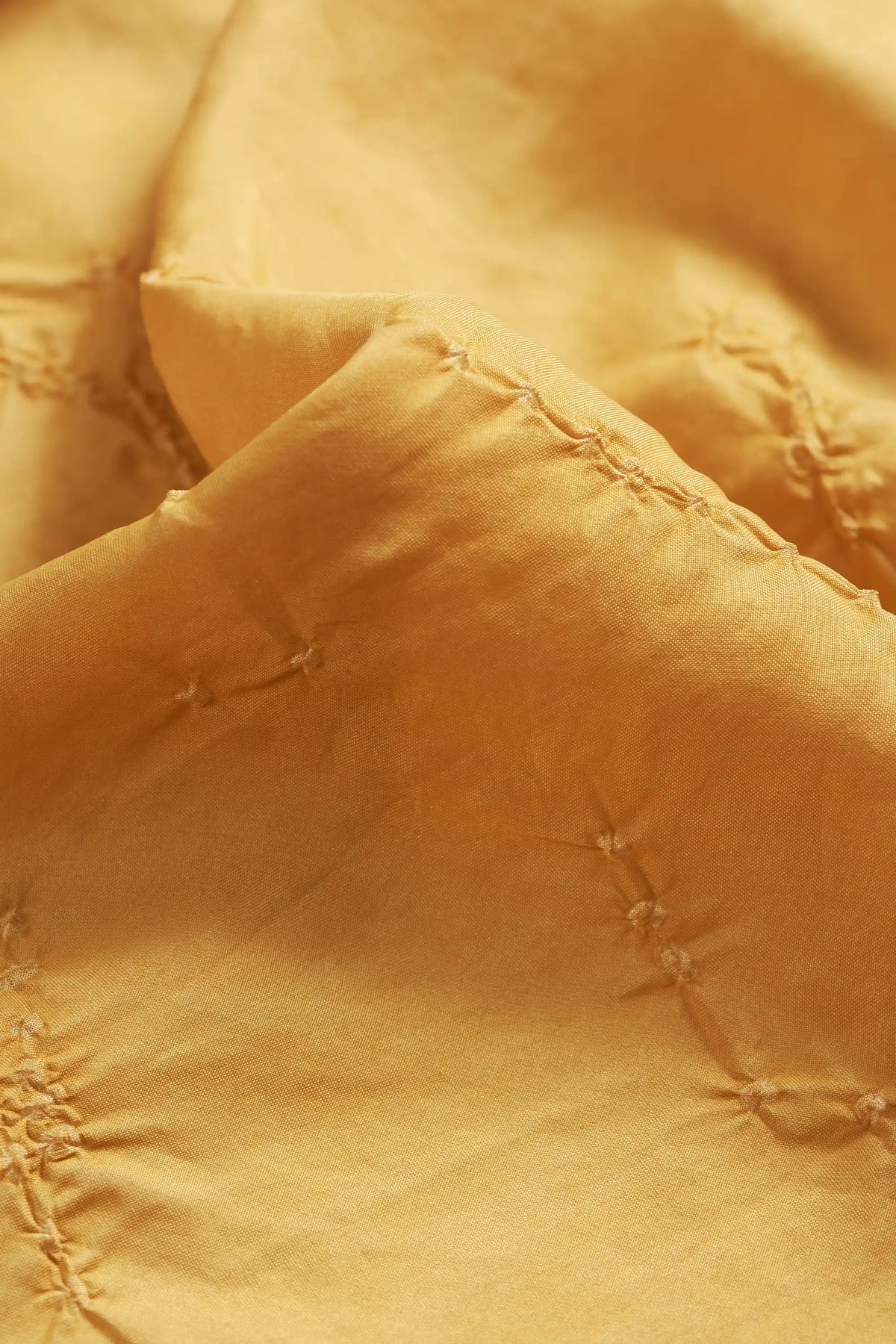 Ochre Yellow Silk With Bandhani Scarf