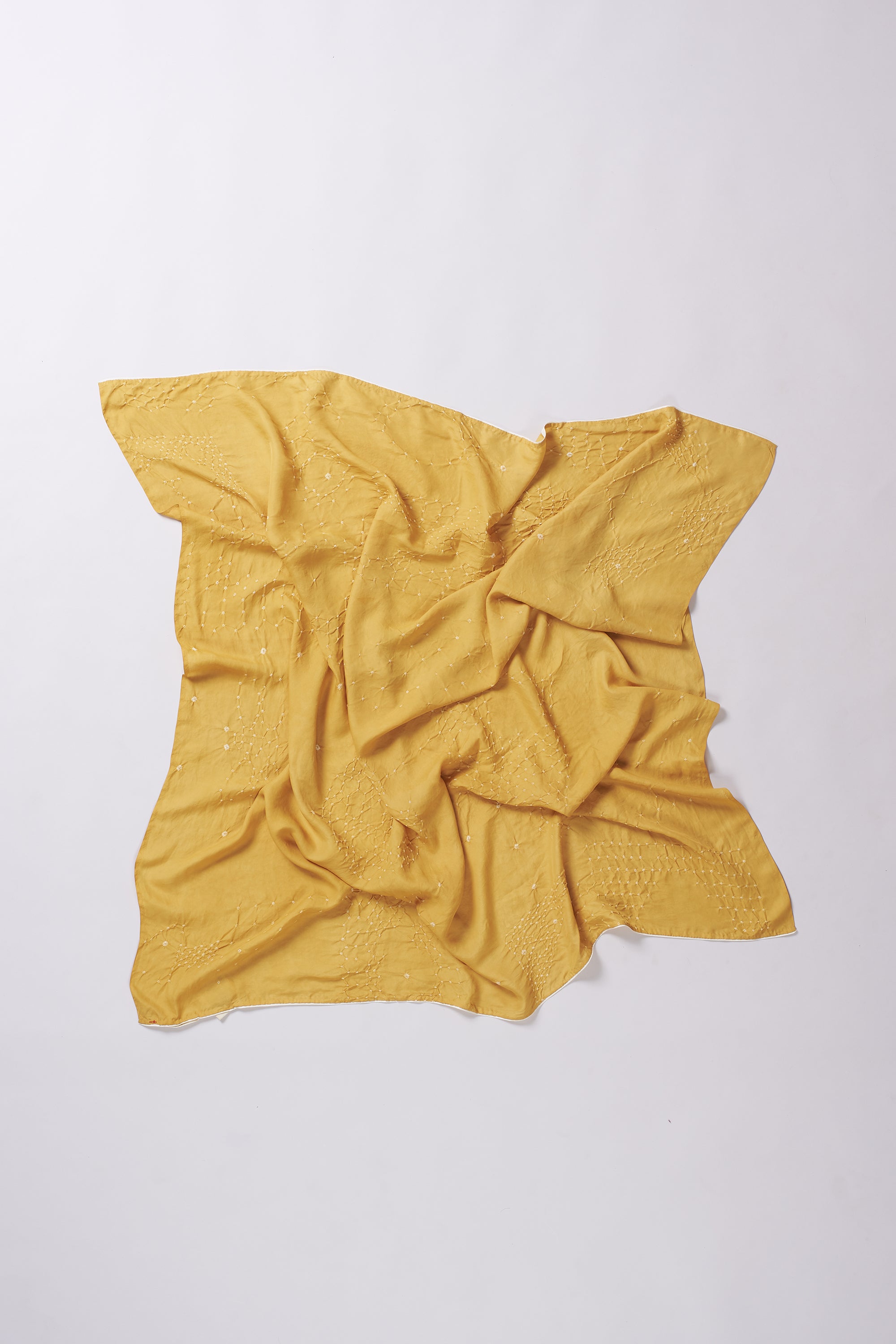 OCHRE YELLOW SILK WITH BANDHANI SCARF