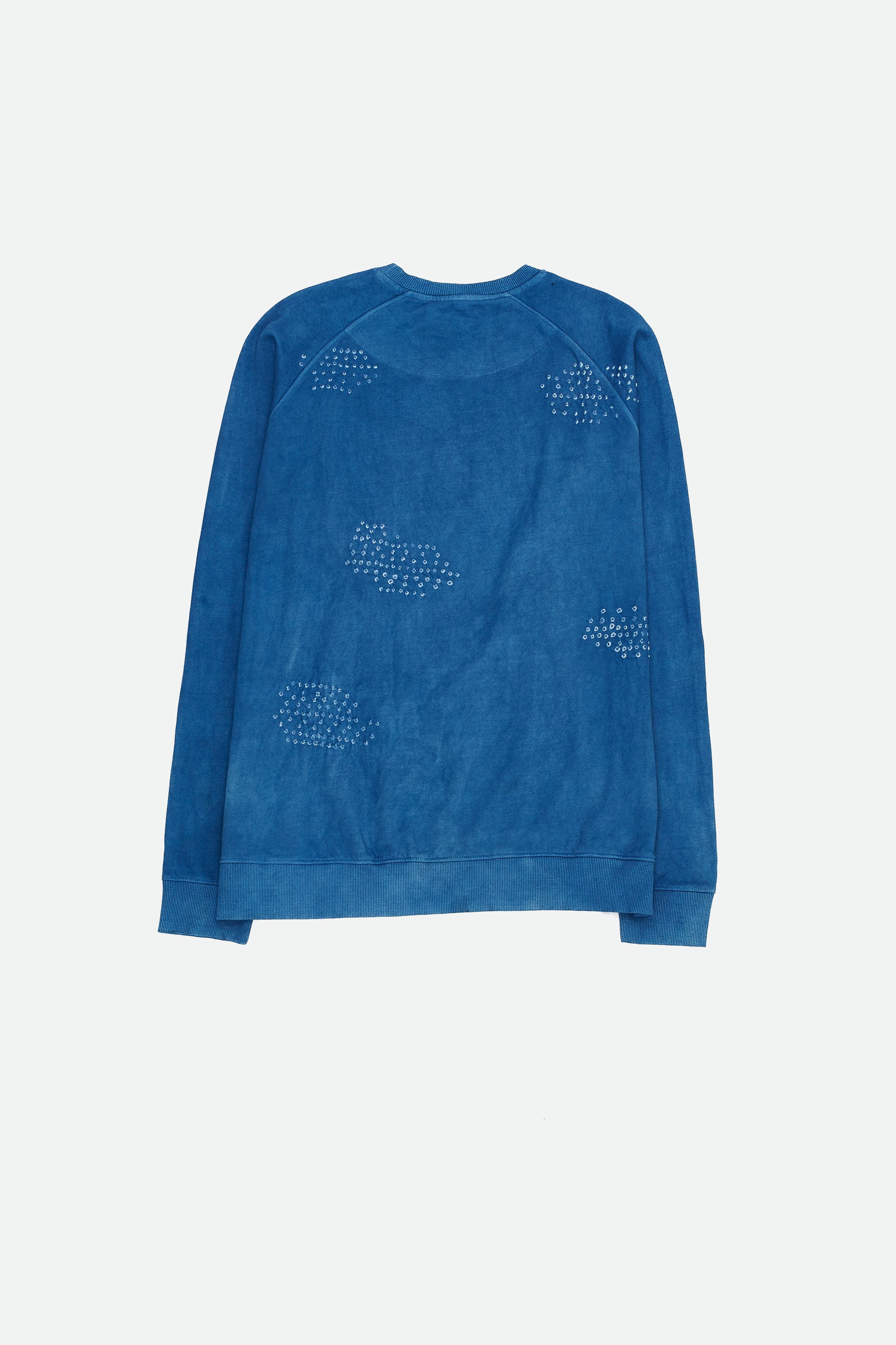Medium Indigo Organic Cotton Knits with Bandhani Sweatshirt