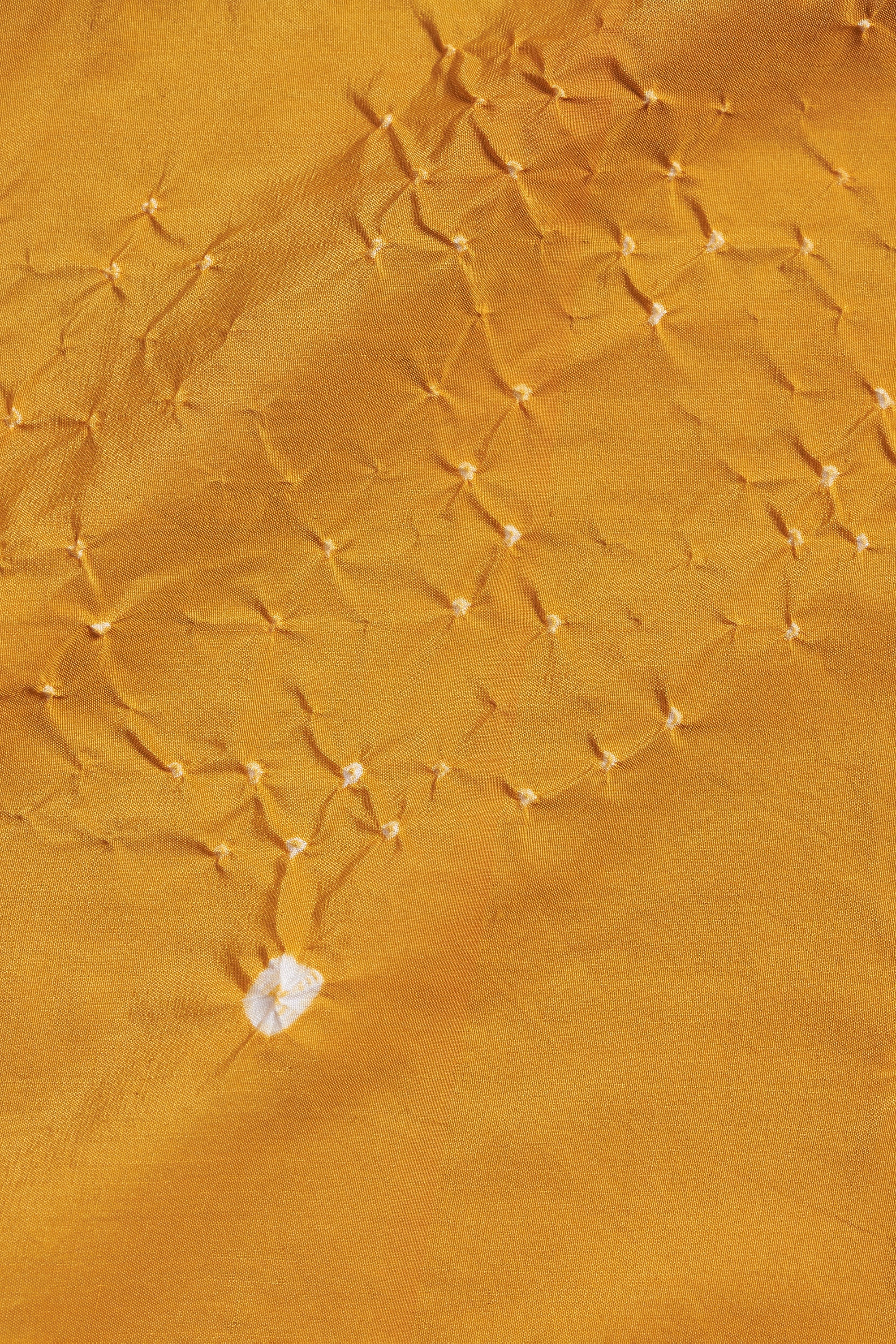 MANGO YELLOW SILK BANDHANI SHAWL