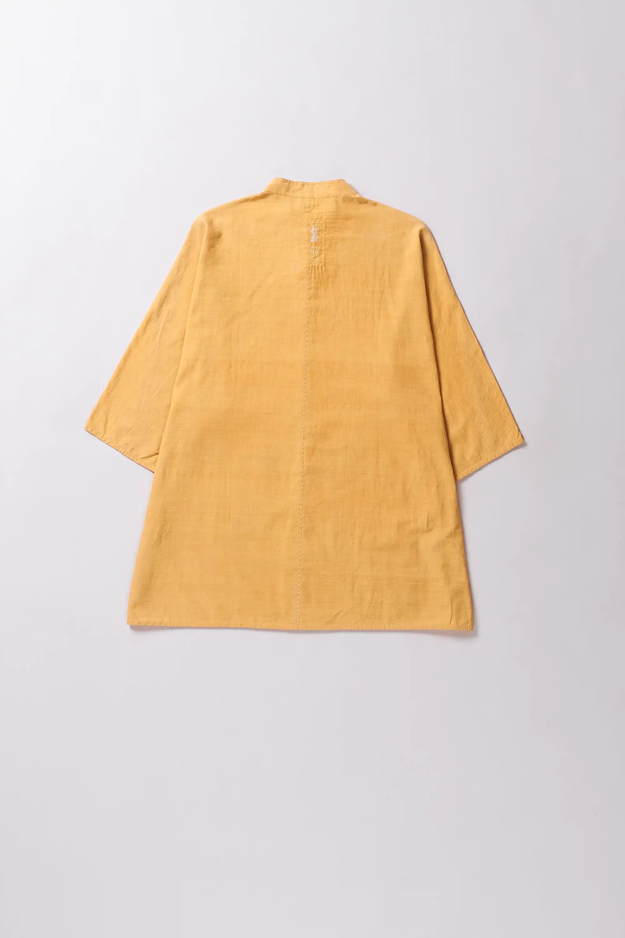 Ungendered Kimono Sleeved Fine Cotton Shirt Crafted With Shibori Motifs