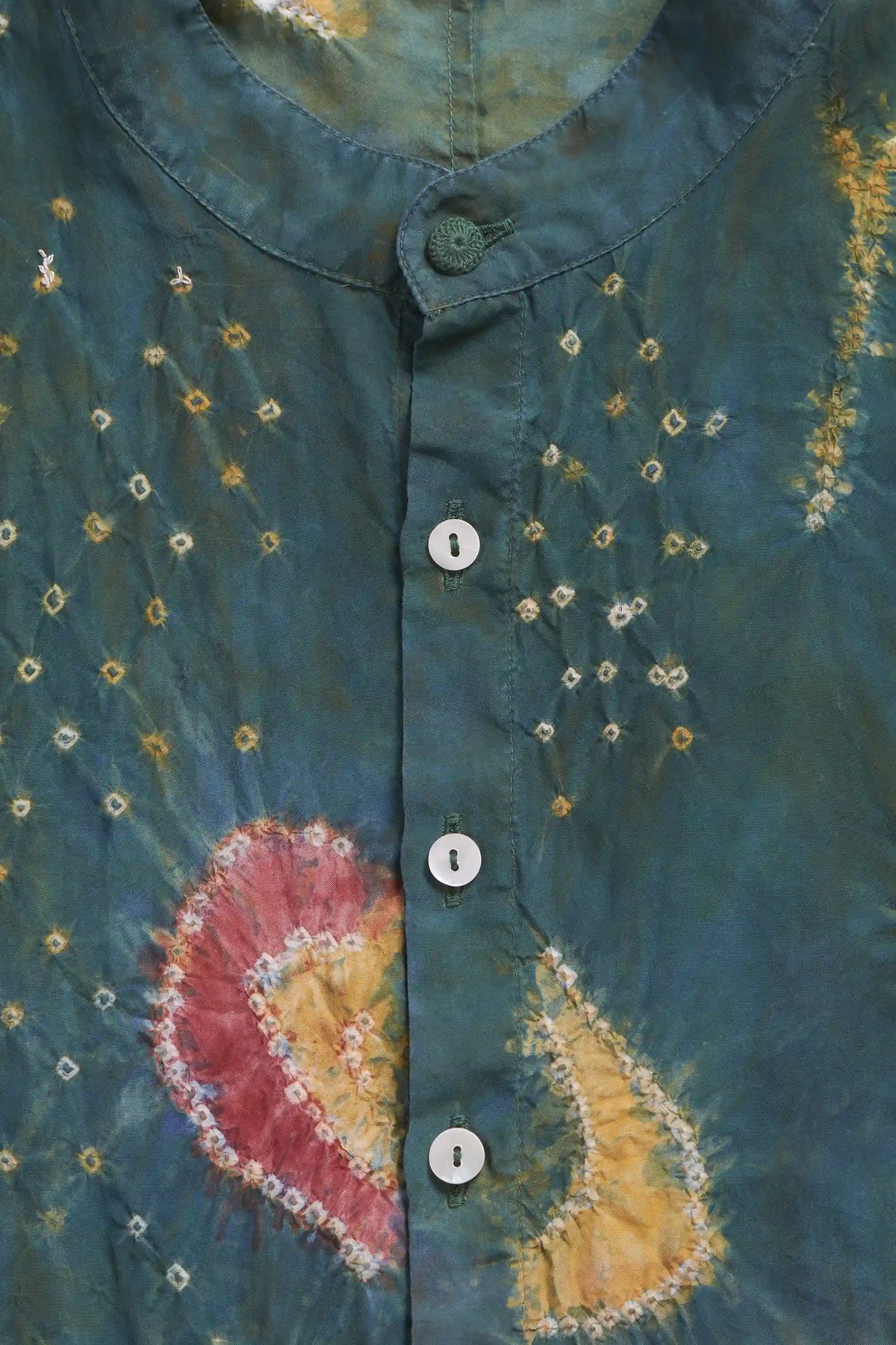 Moss Green Handpainted Silk Shirt