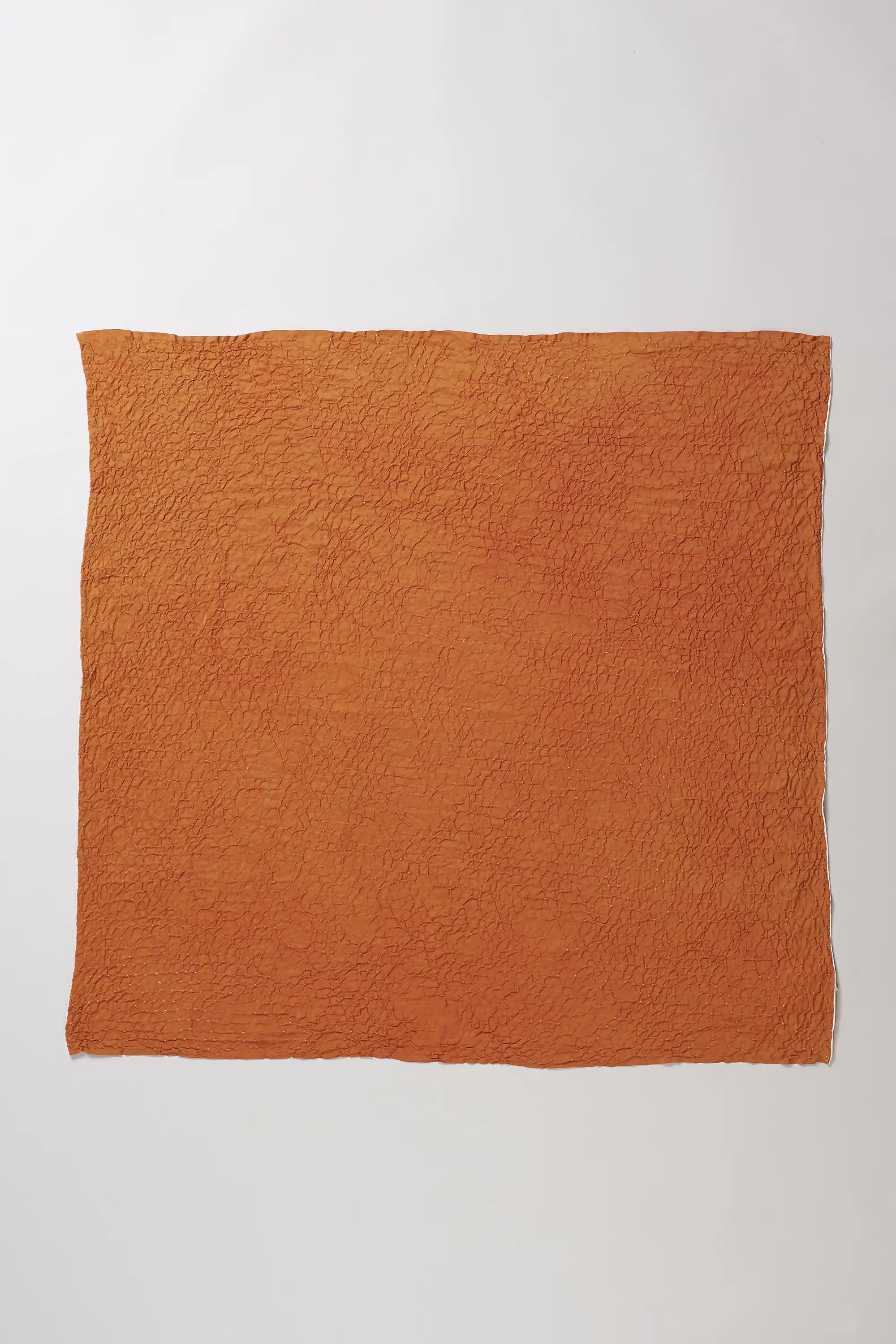 Sunset Orange Silk Bandhani Square Scarf