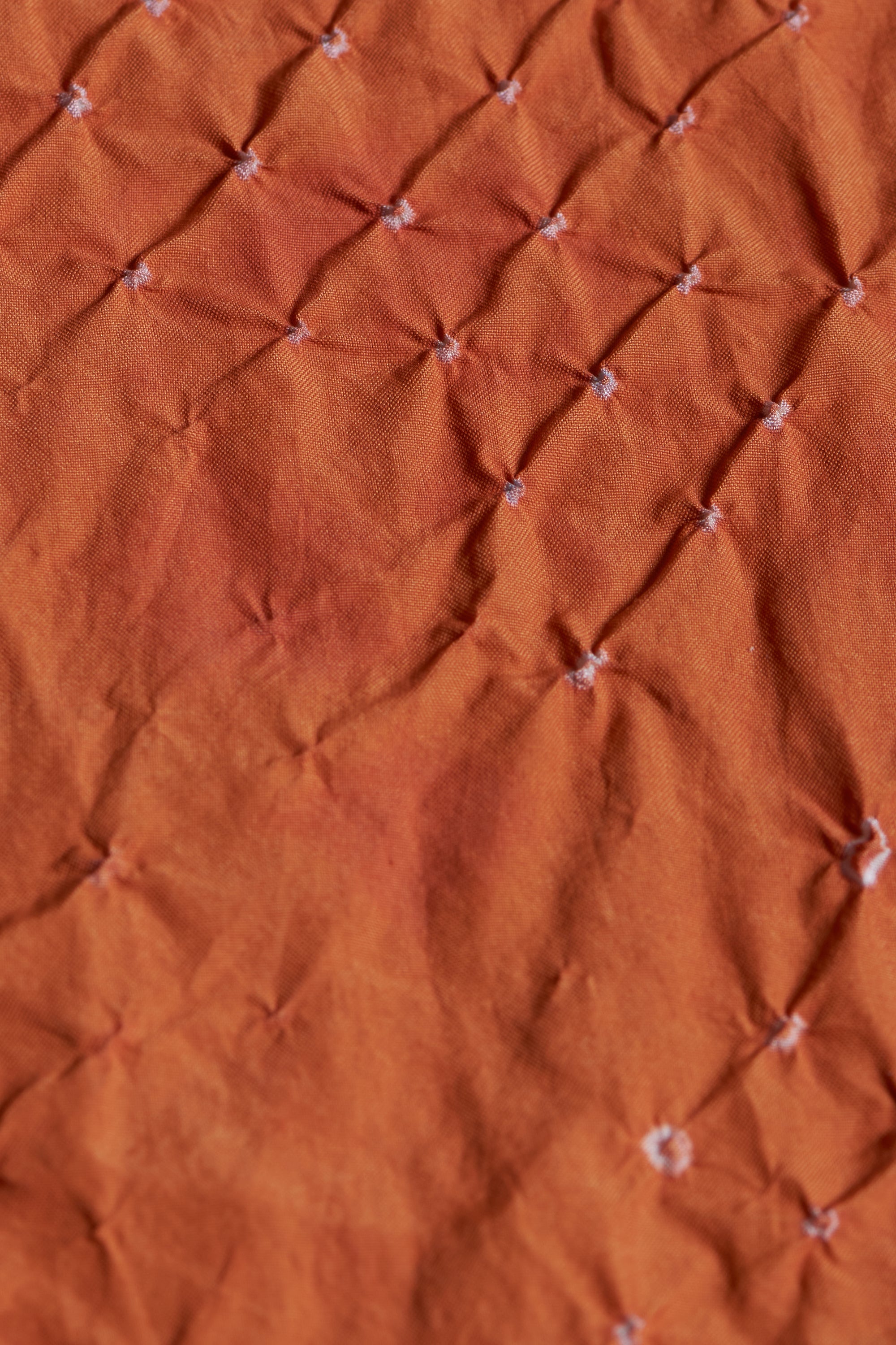 SUNSET ORANGE BANDHANI SILK DRESS