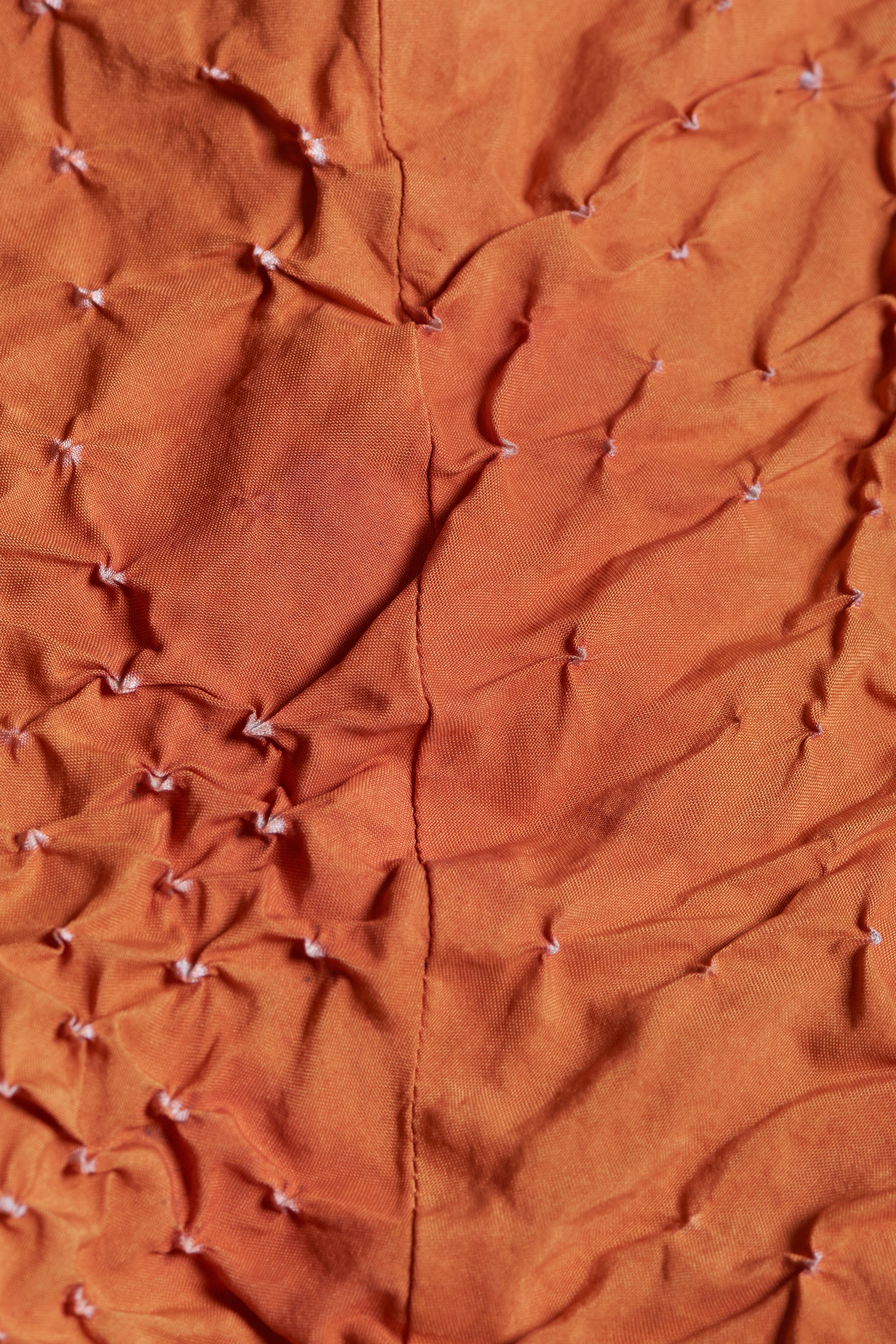 SUNSET ORANGE BANDHANI SILK DRESS