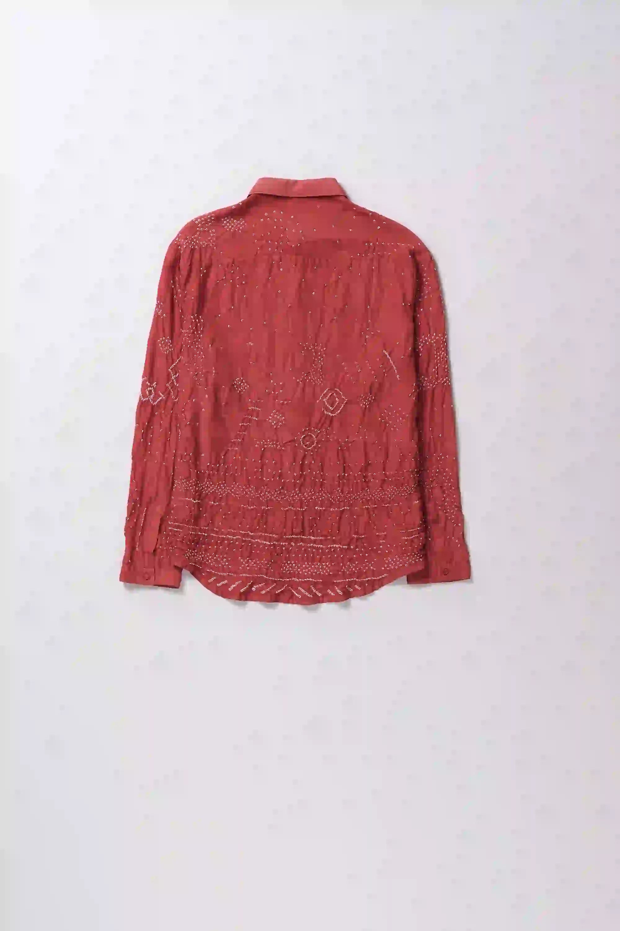 Crimson Pink Silk Bandhani Shirt