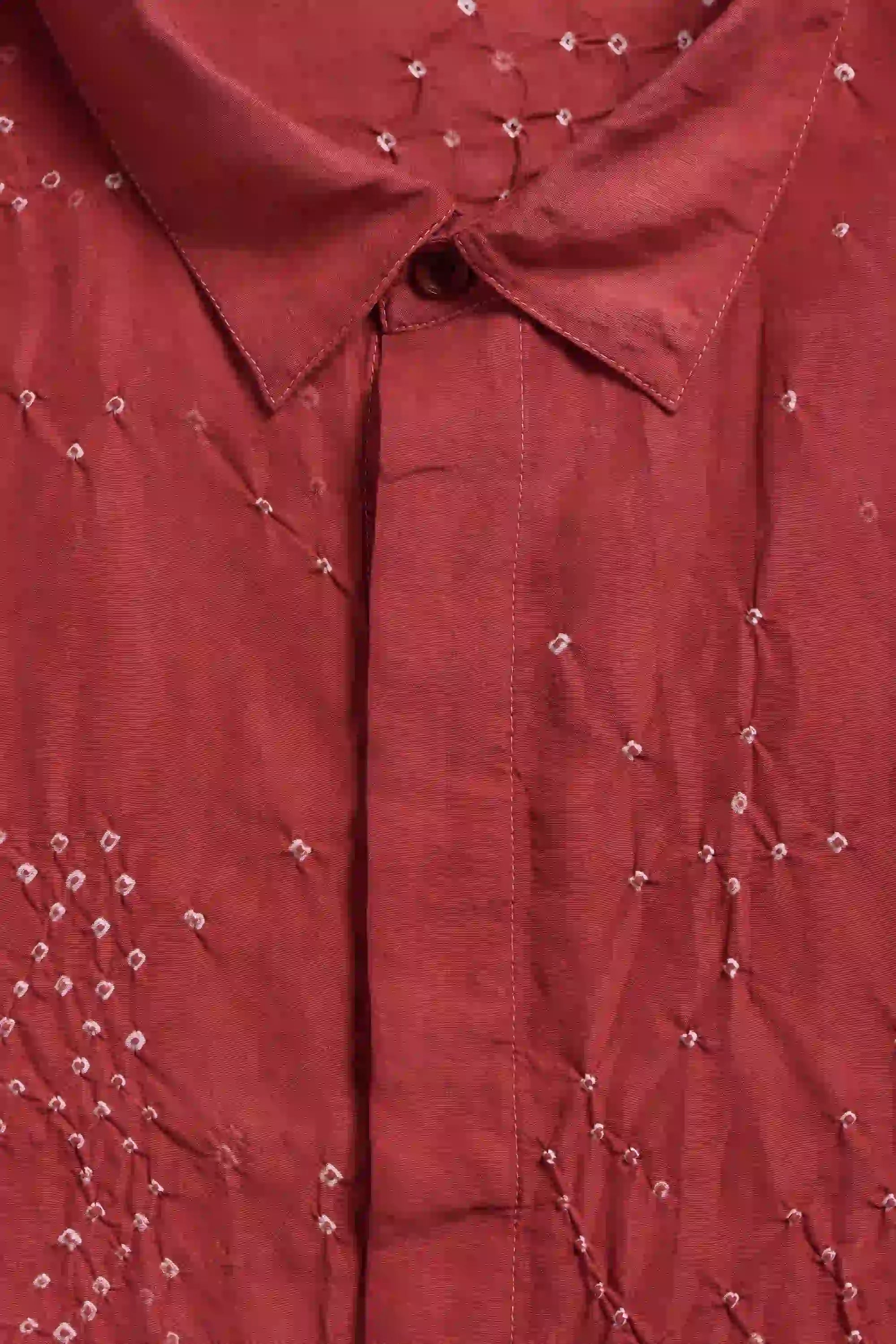 Crimson Pink Silk Bandhani Shirt