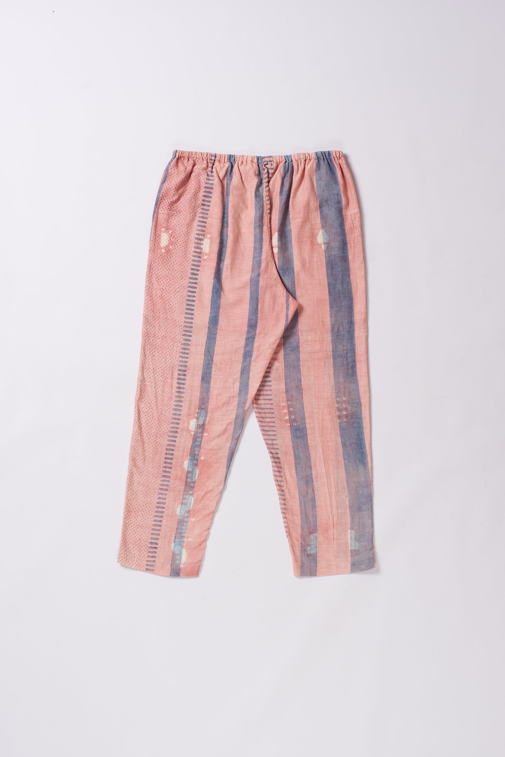 CHALK PINK SHIBORI COTTON SILK BLEND PANTS
