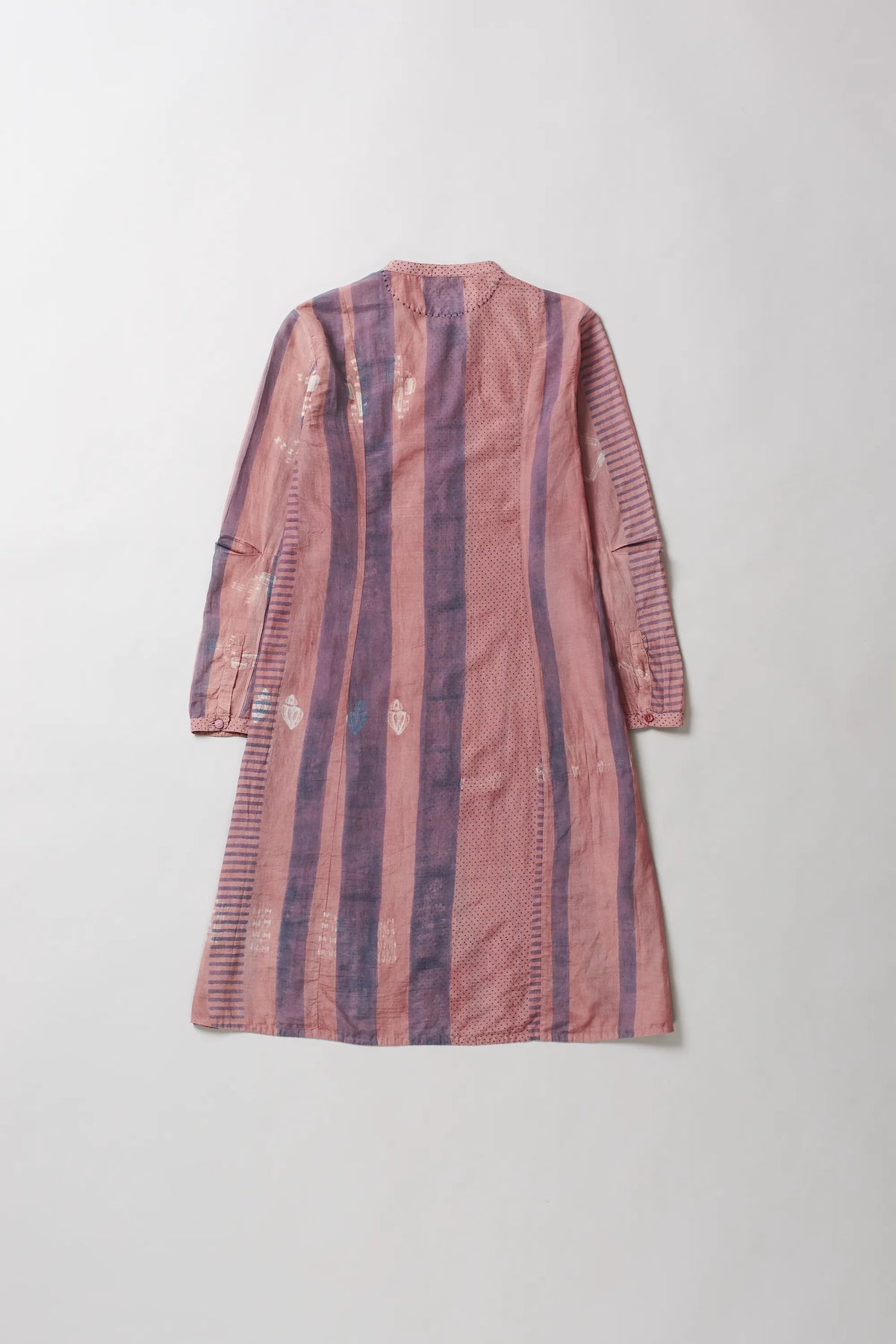 CHALK PINK SHIBORI BLOCK PRINT COTTON SILK BLEND WOMEN'S DRESS