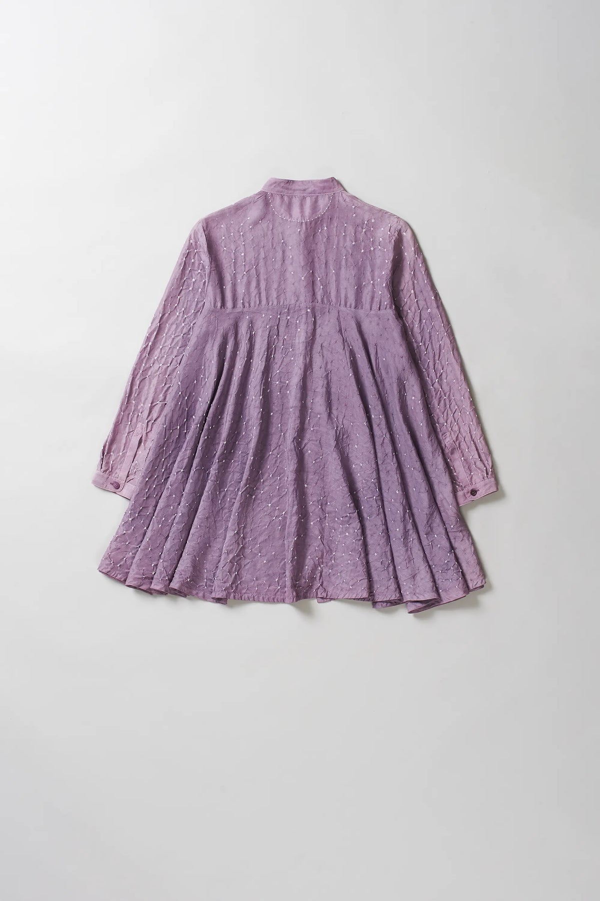 Silk Bandhani Shirt Dress in Jamun