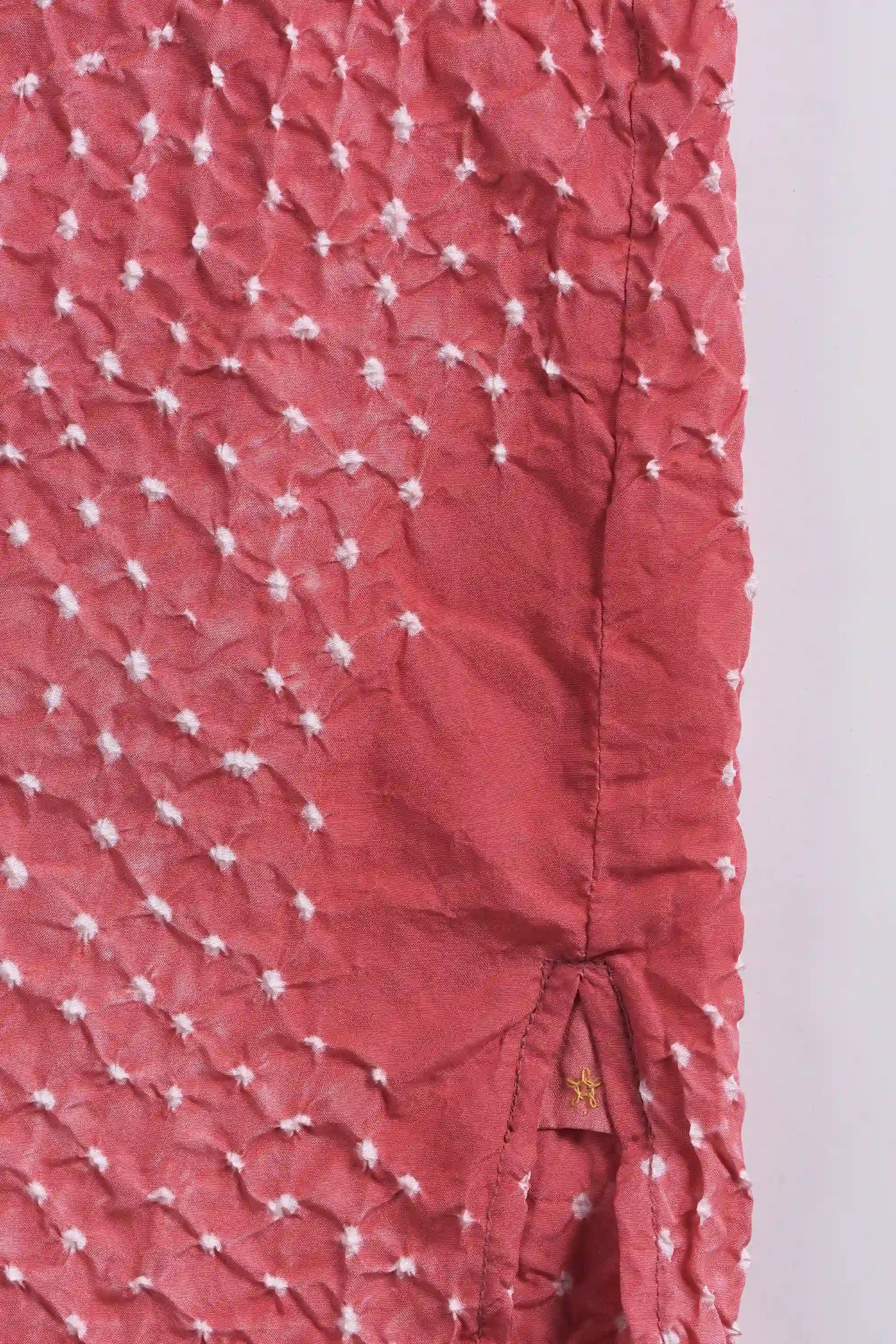 Pink Wood Dyed Bandhani Silk Shirt