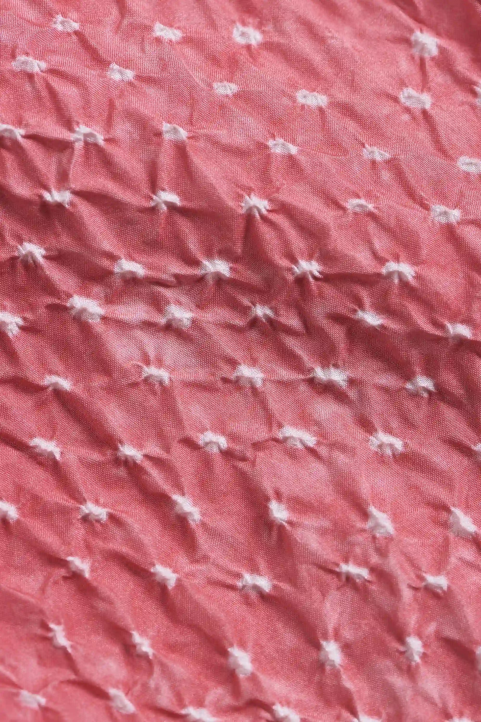 Pink Wood Dyed Bandhani Silk Shirt