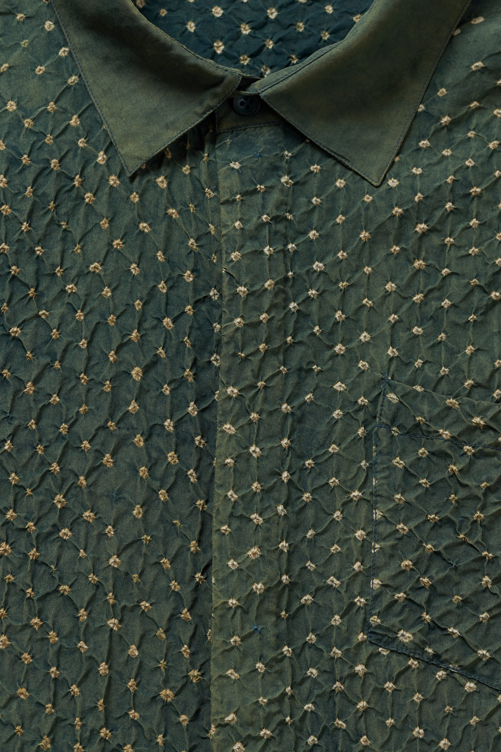 BOTTLE GREEN BANDHANI SHIRT
