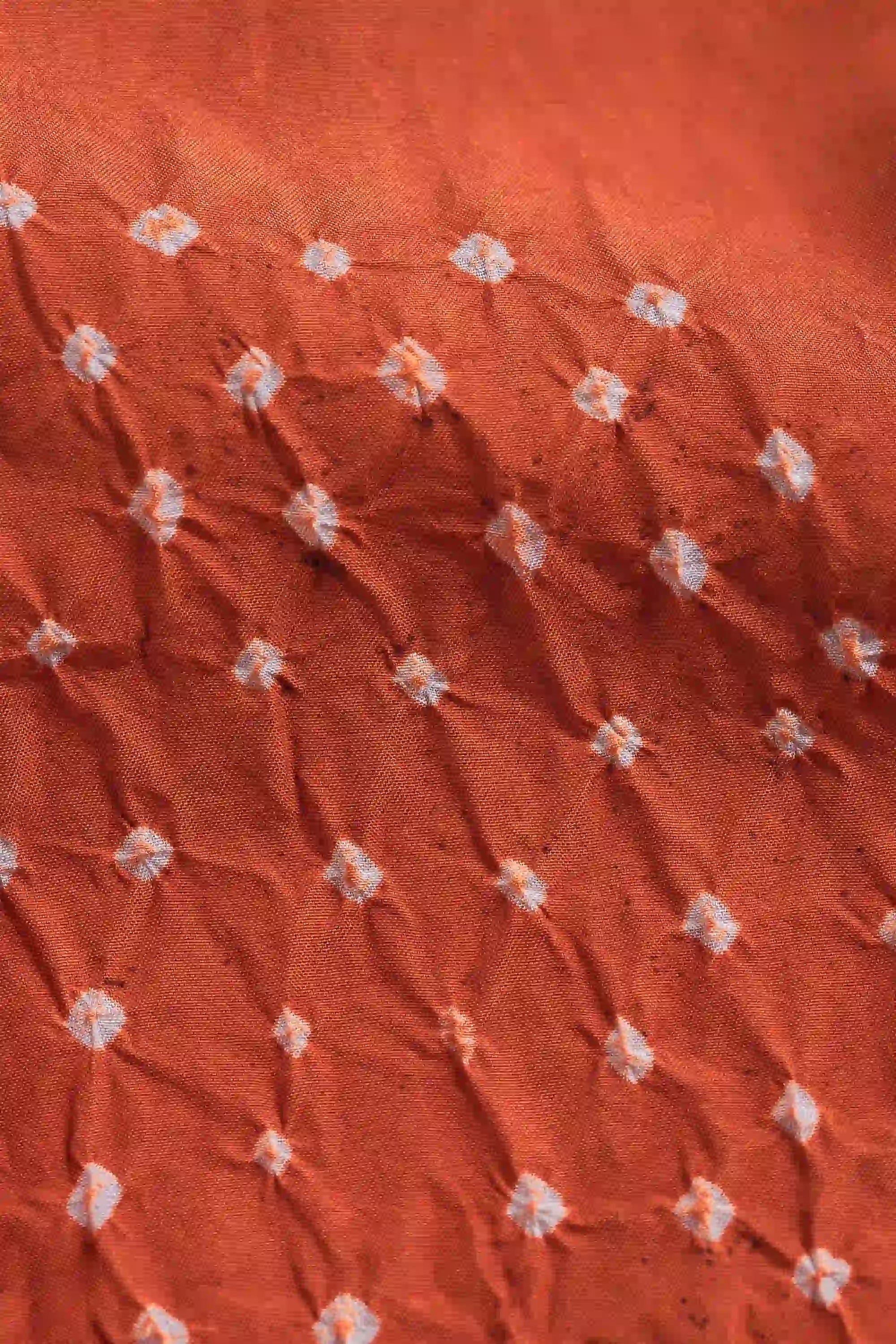 Sunset Orange Silk Bandhani Women Dress