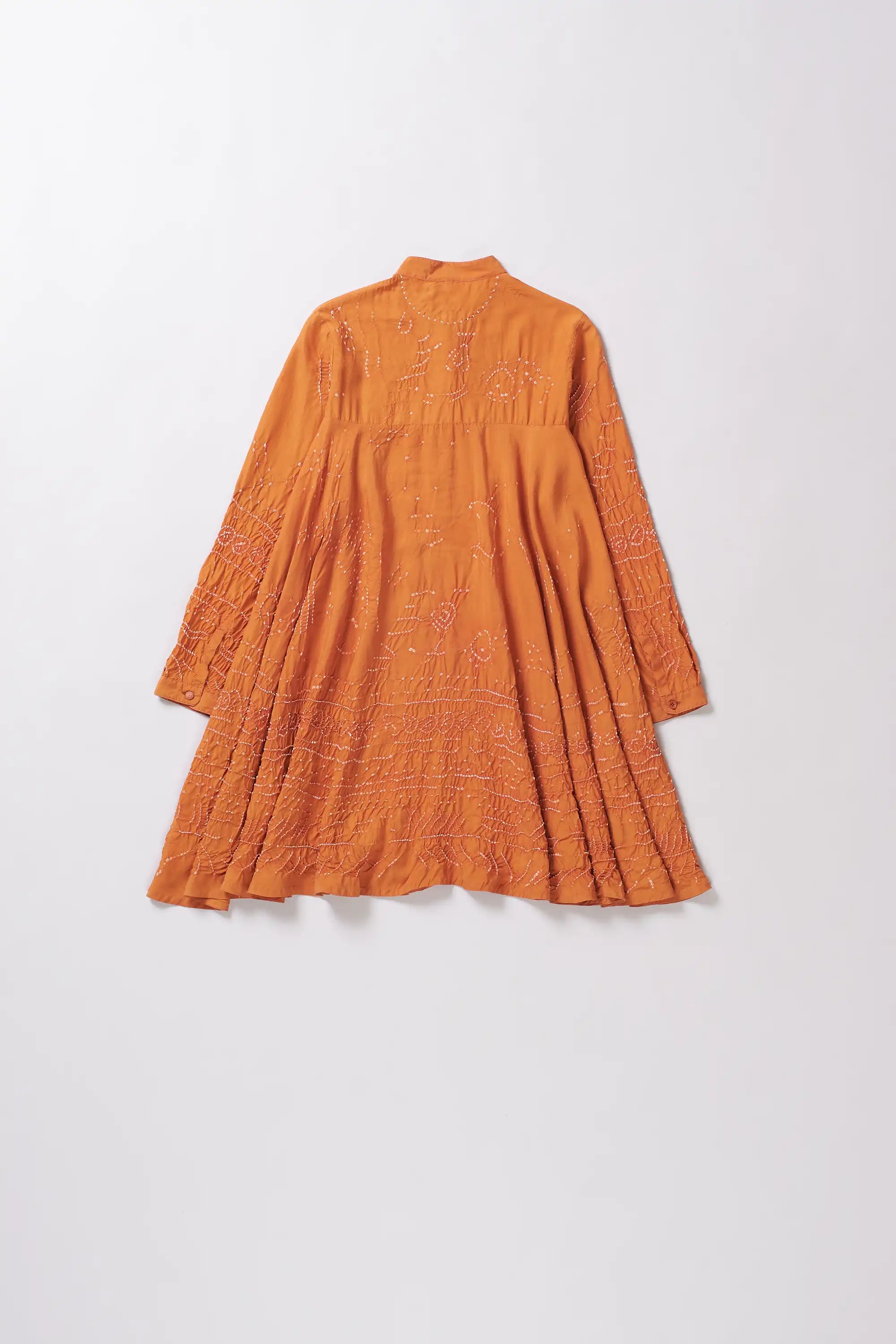 Sunset Orange Silk Bandhani Women Shirt