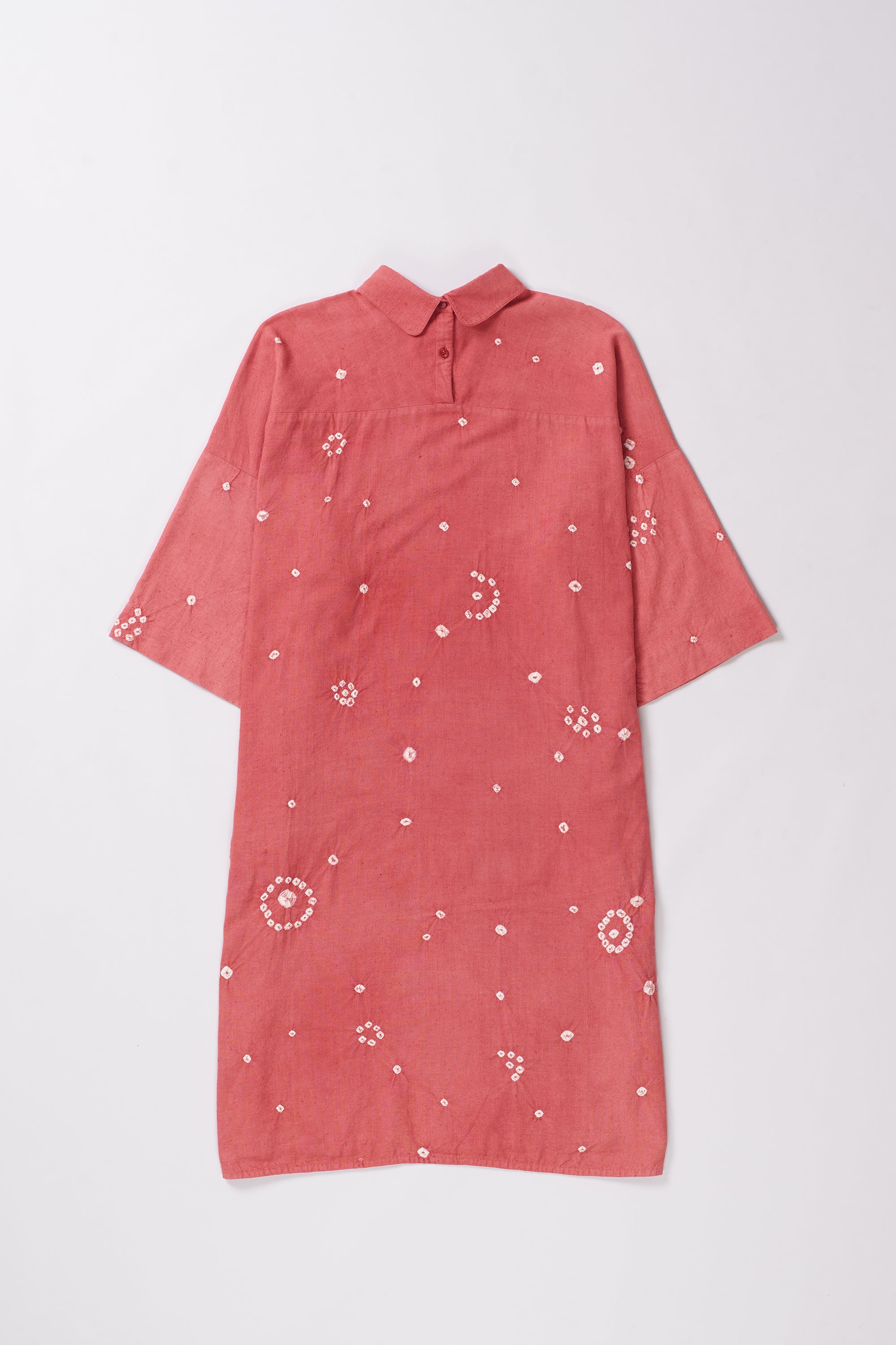 PINK WOOD BANDHANI COTTON DRESS