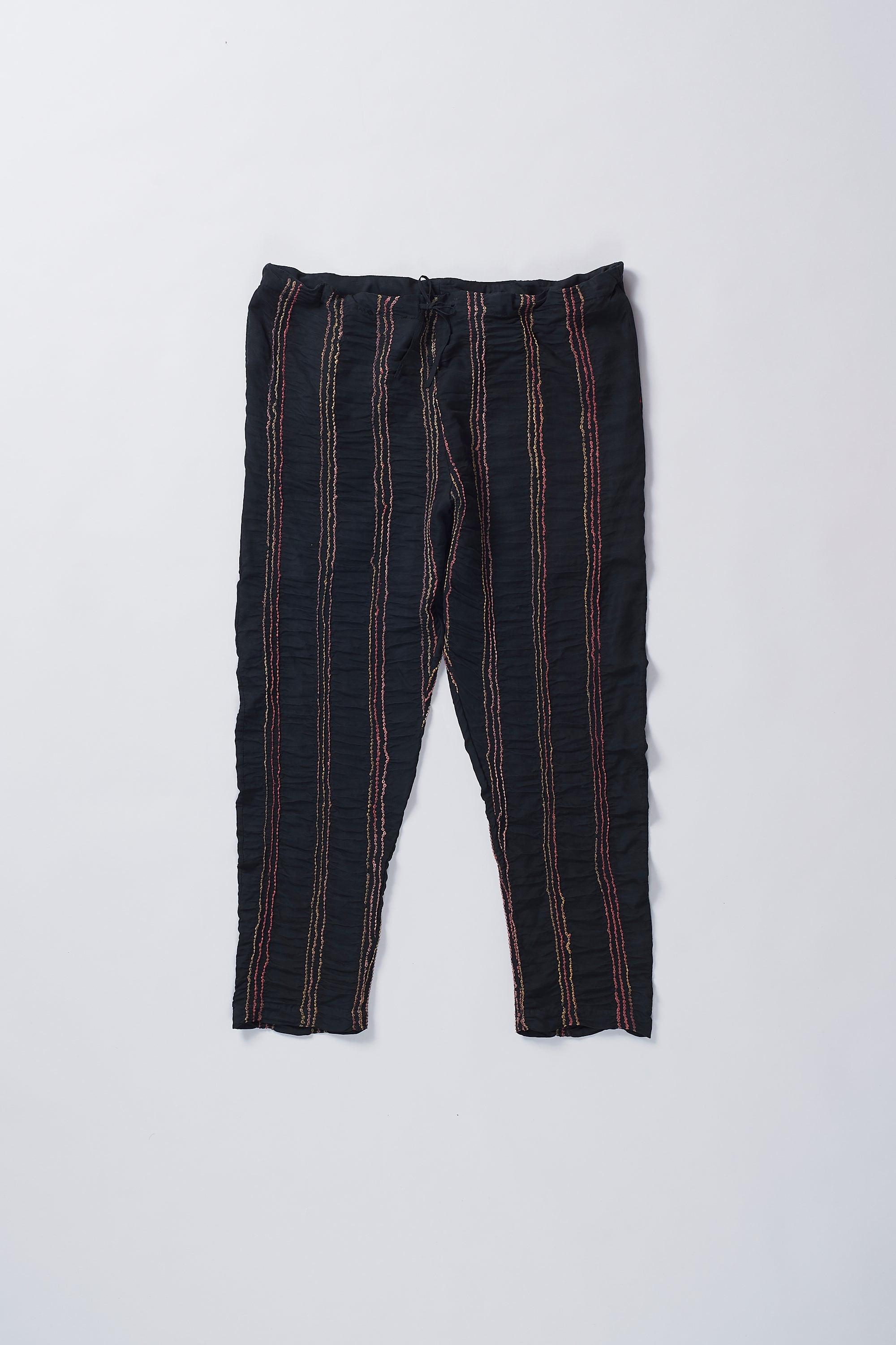 Black Silk Bandhani And Screenprint Pant