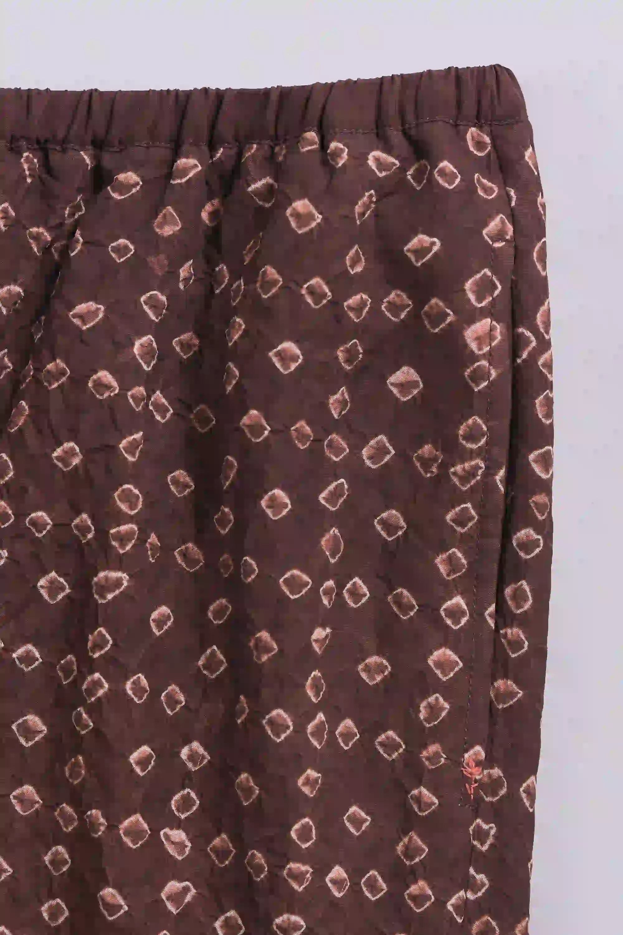 Burnt Umber Silk Bandhani Pant