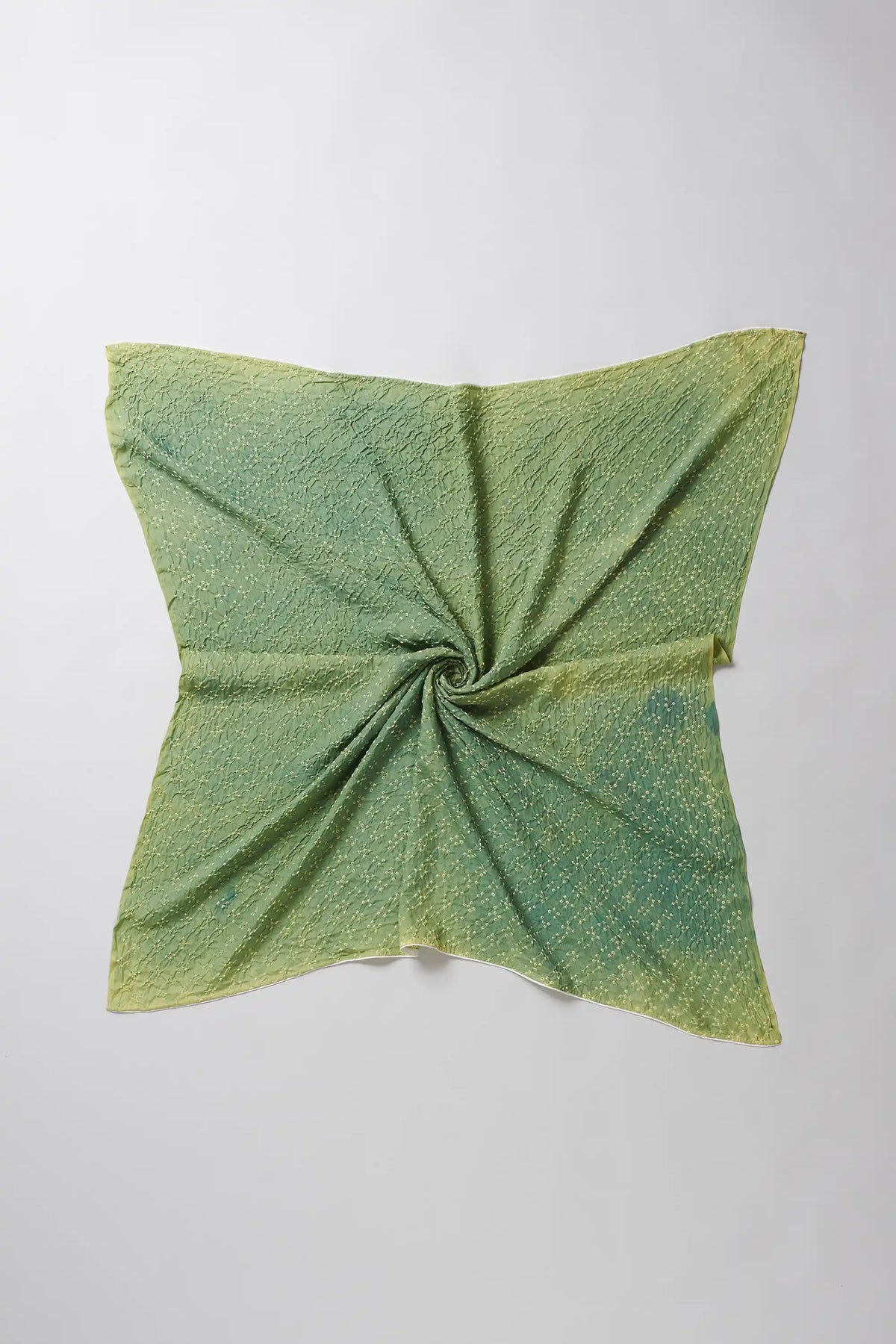 Olive Green All Over Motif Bandhani Square Scarf