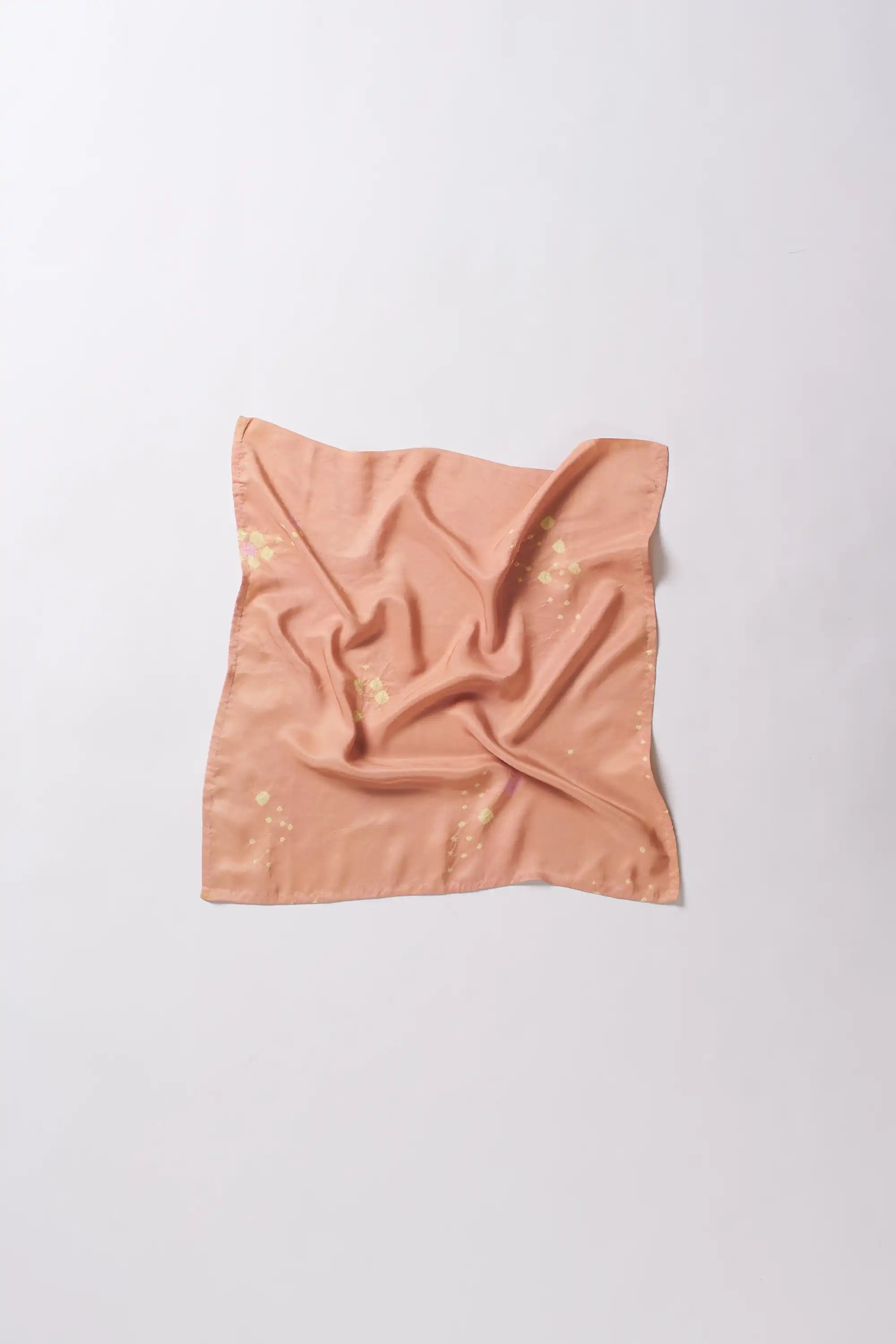Peach Bandhani Silk Square Scarf