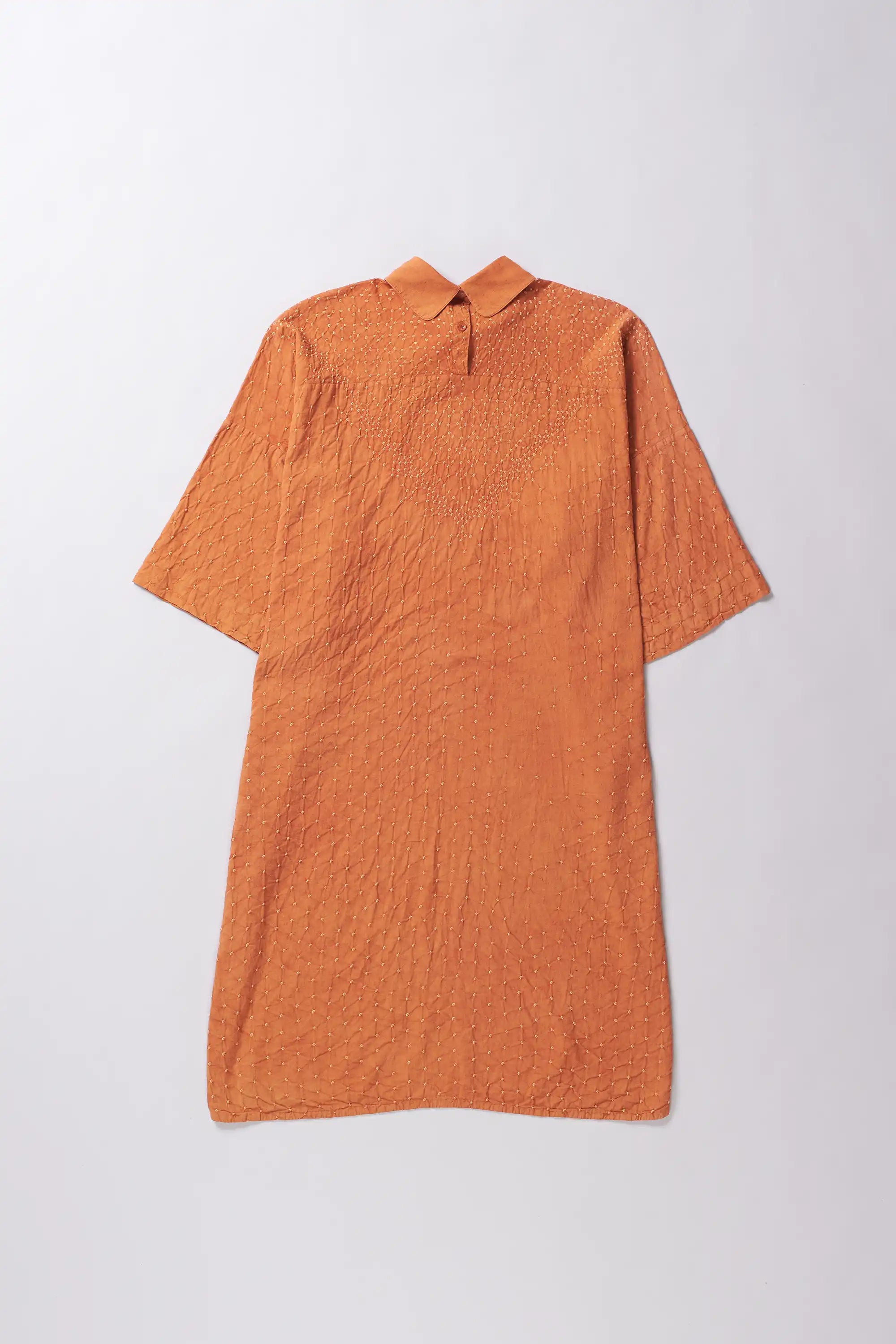 Sunset Orange Cotton Bandhani Dress