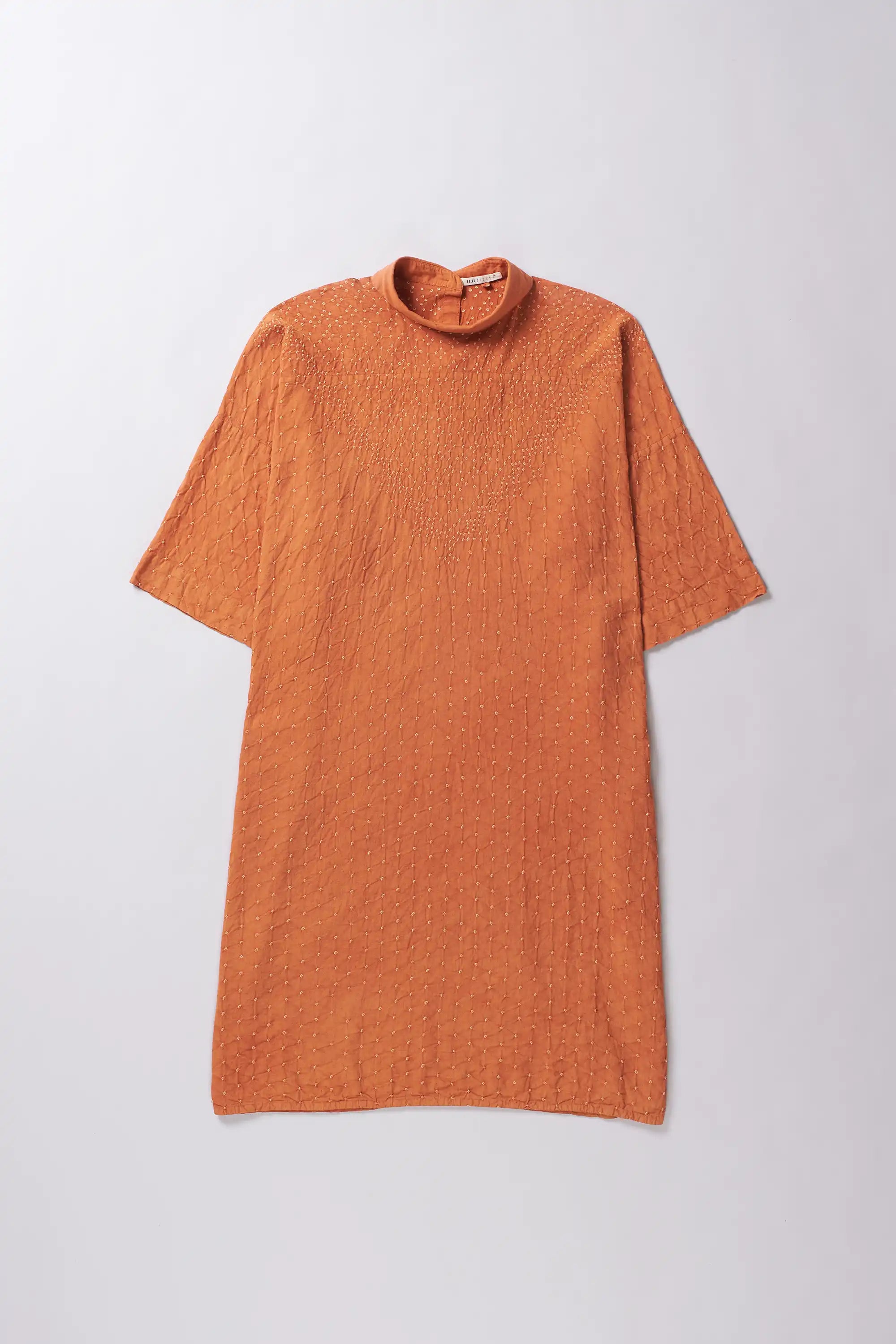 Sunset Orange Cotton Bandhani Dress