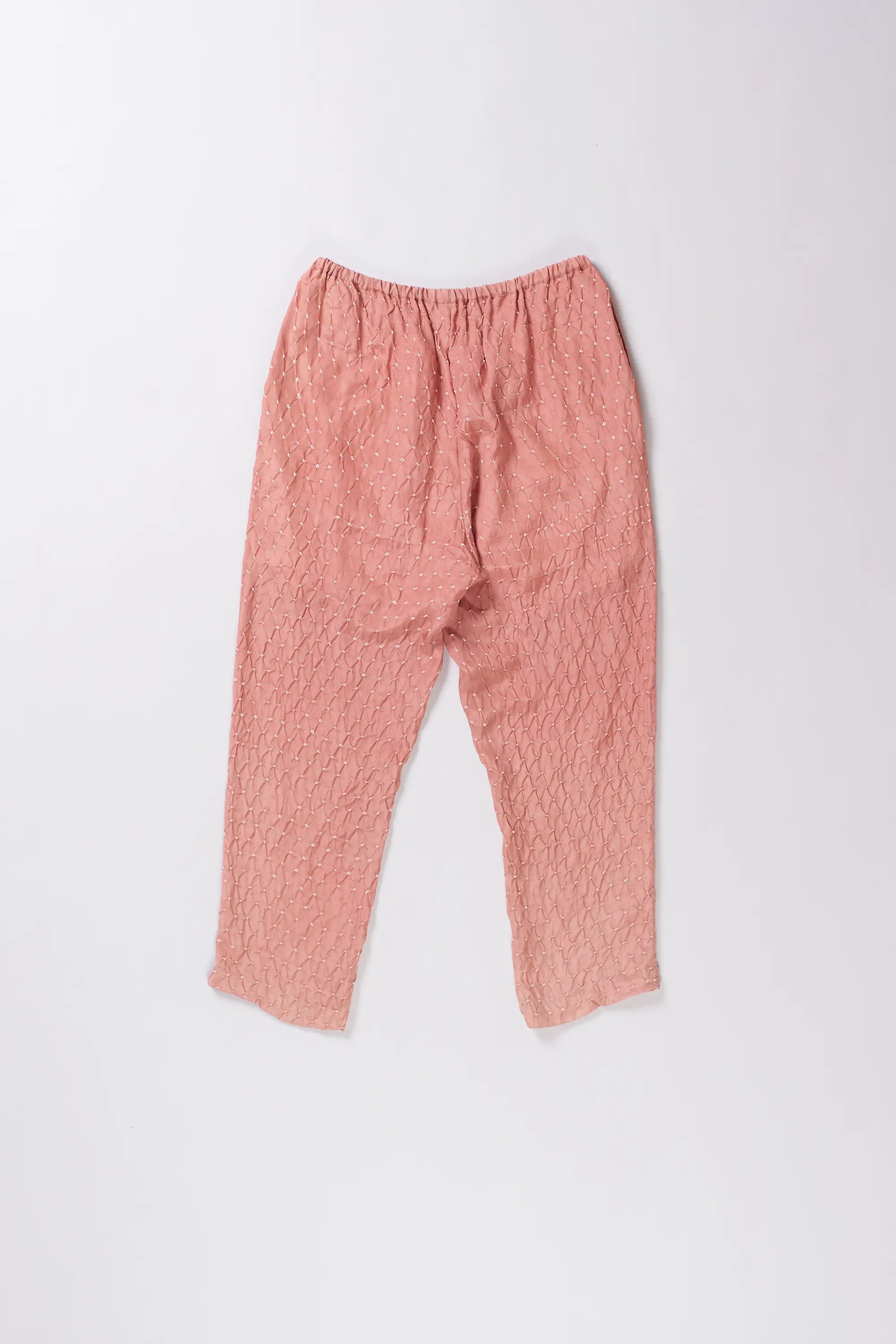 Chalk Pink Silk Trouser With Bandhani