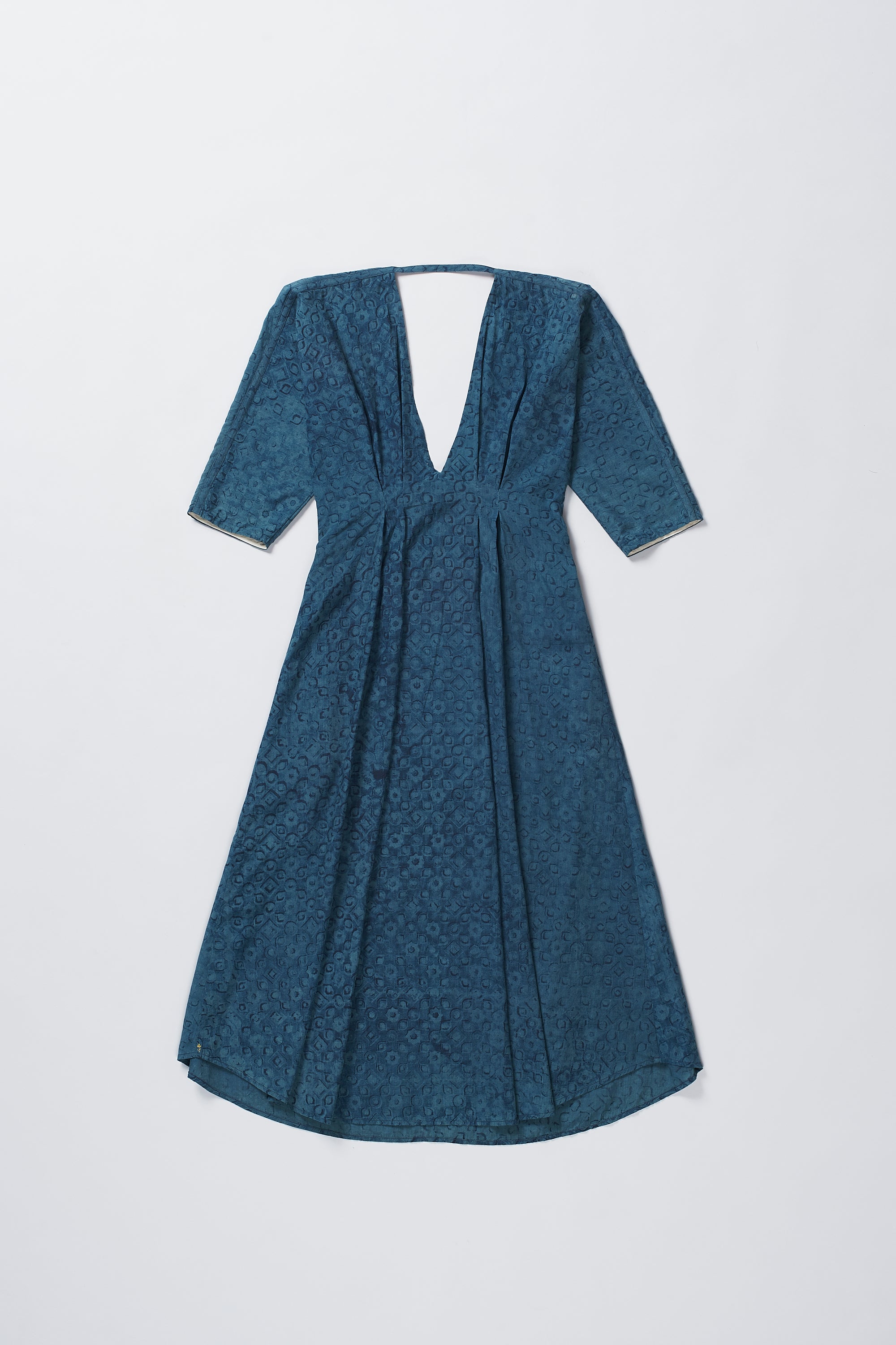 MEDIUM INDIGO BLOCK PRINTED DRESS