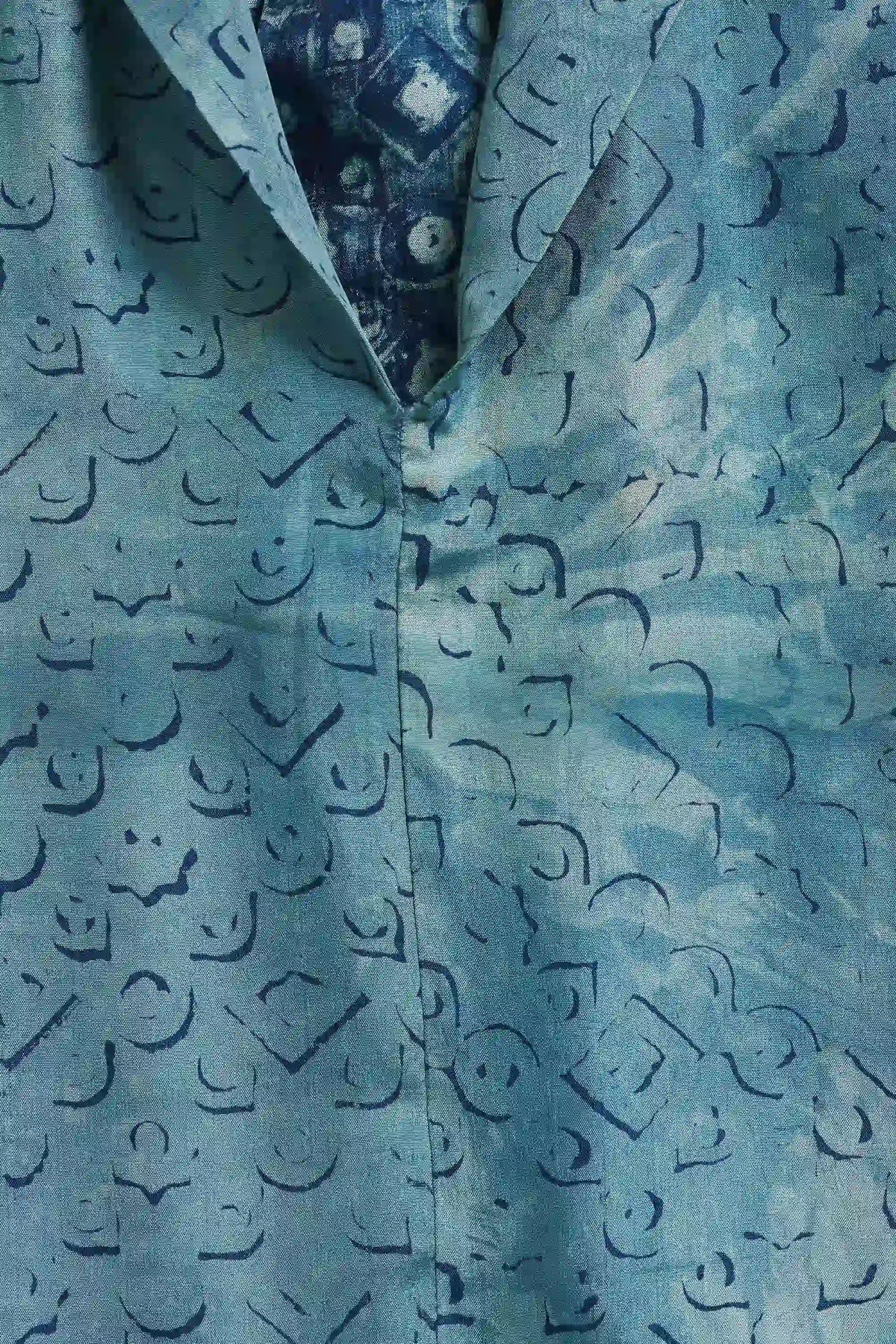 Silk Bandhani Dress in Medium Indigo