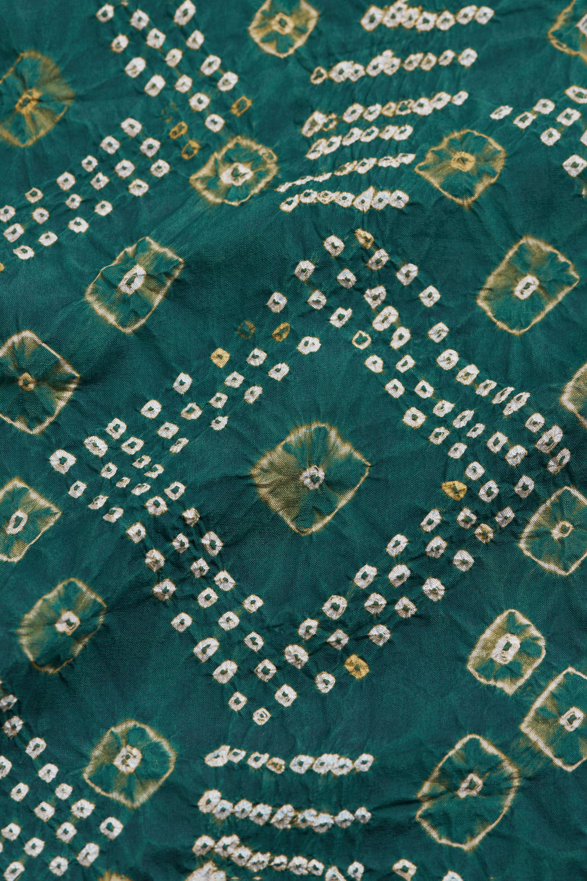BOTTLE GREEN HAND EMBROIDERED SILK DRESS