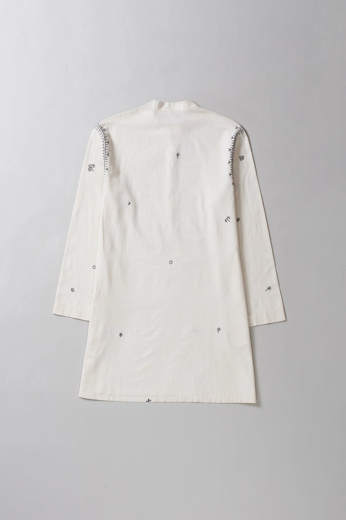 Ecru Cotton Kurta With Hand Embroidery