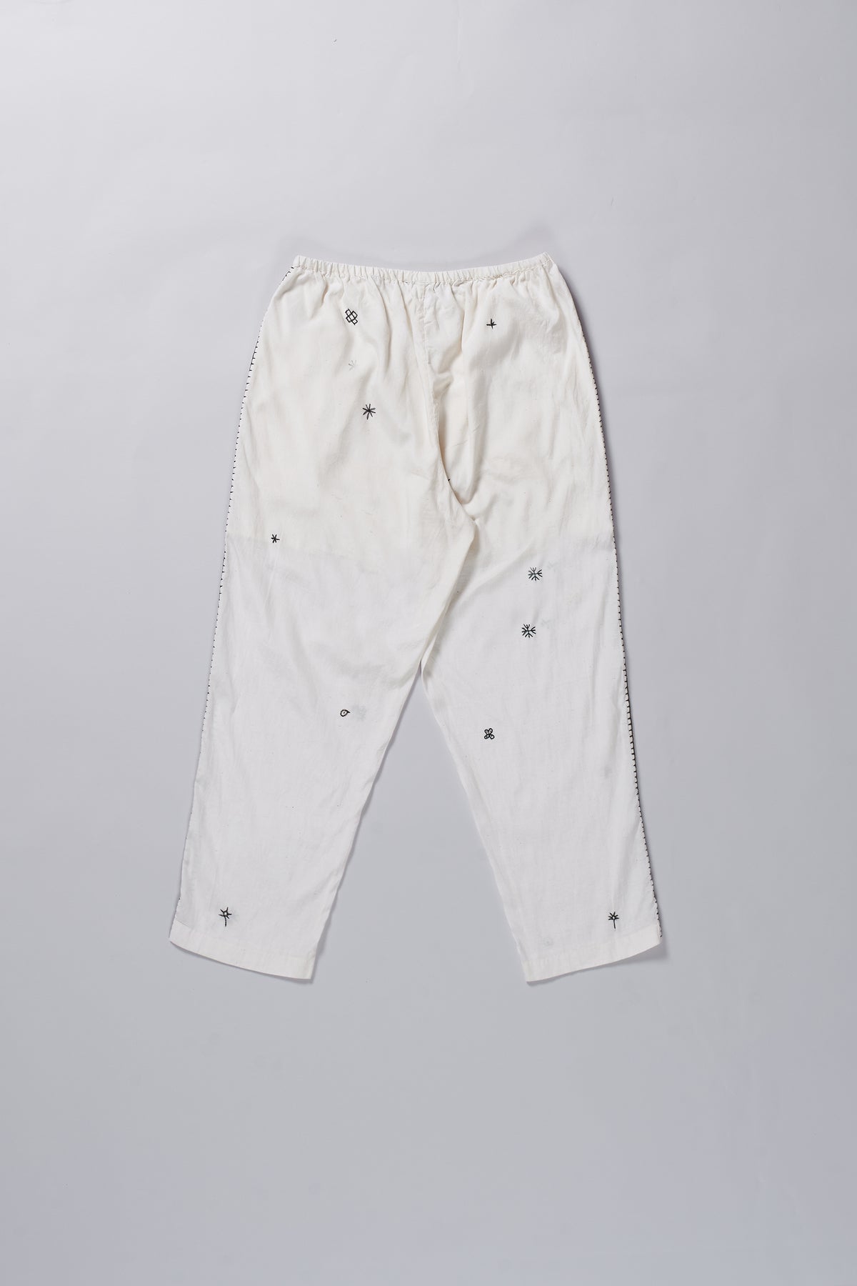 ECRU WITH HAND EMBROIDERY COTTON SILK PANTS