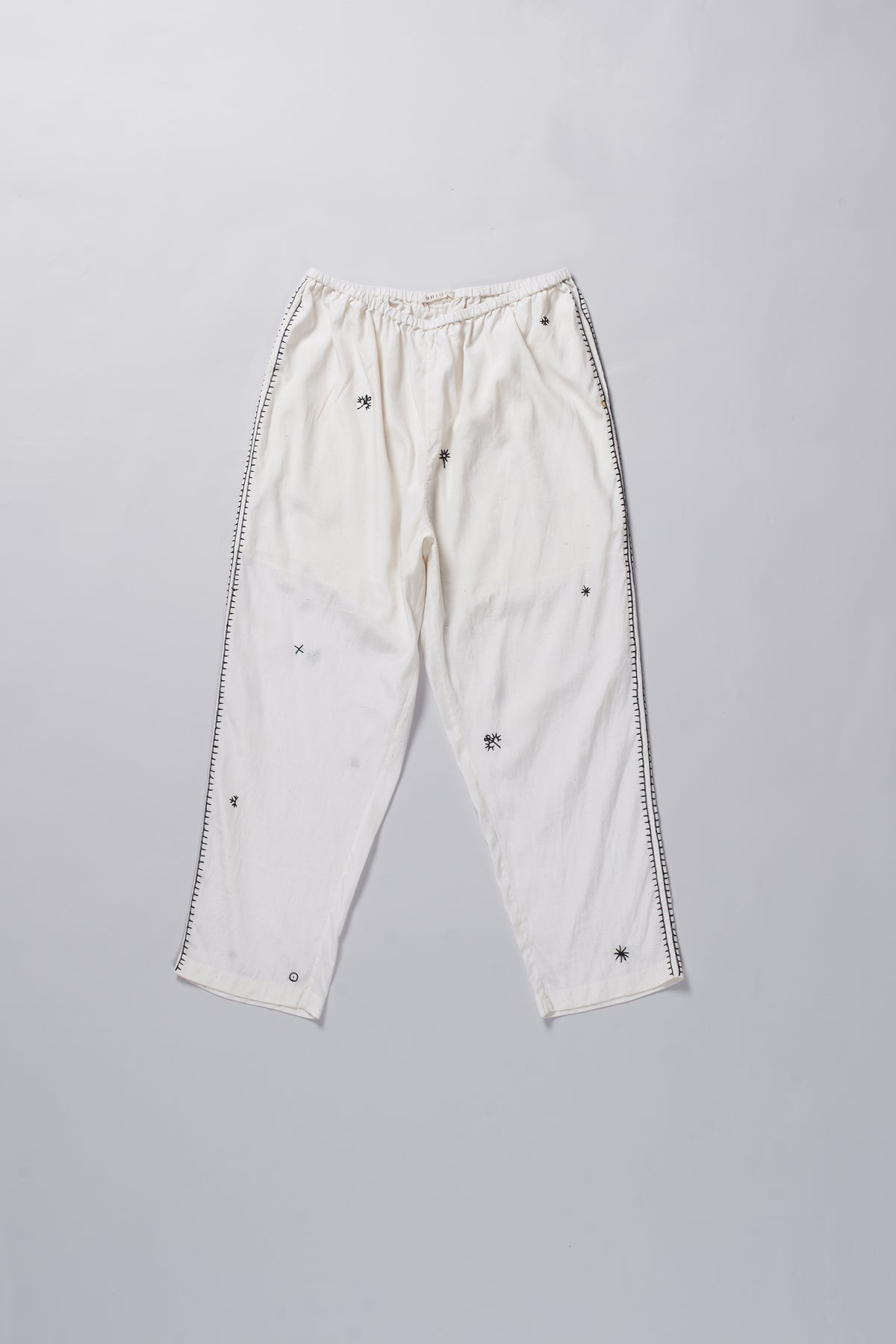 ECRU WITH HAND EMBROIDERY COTTON SILK PANTS