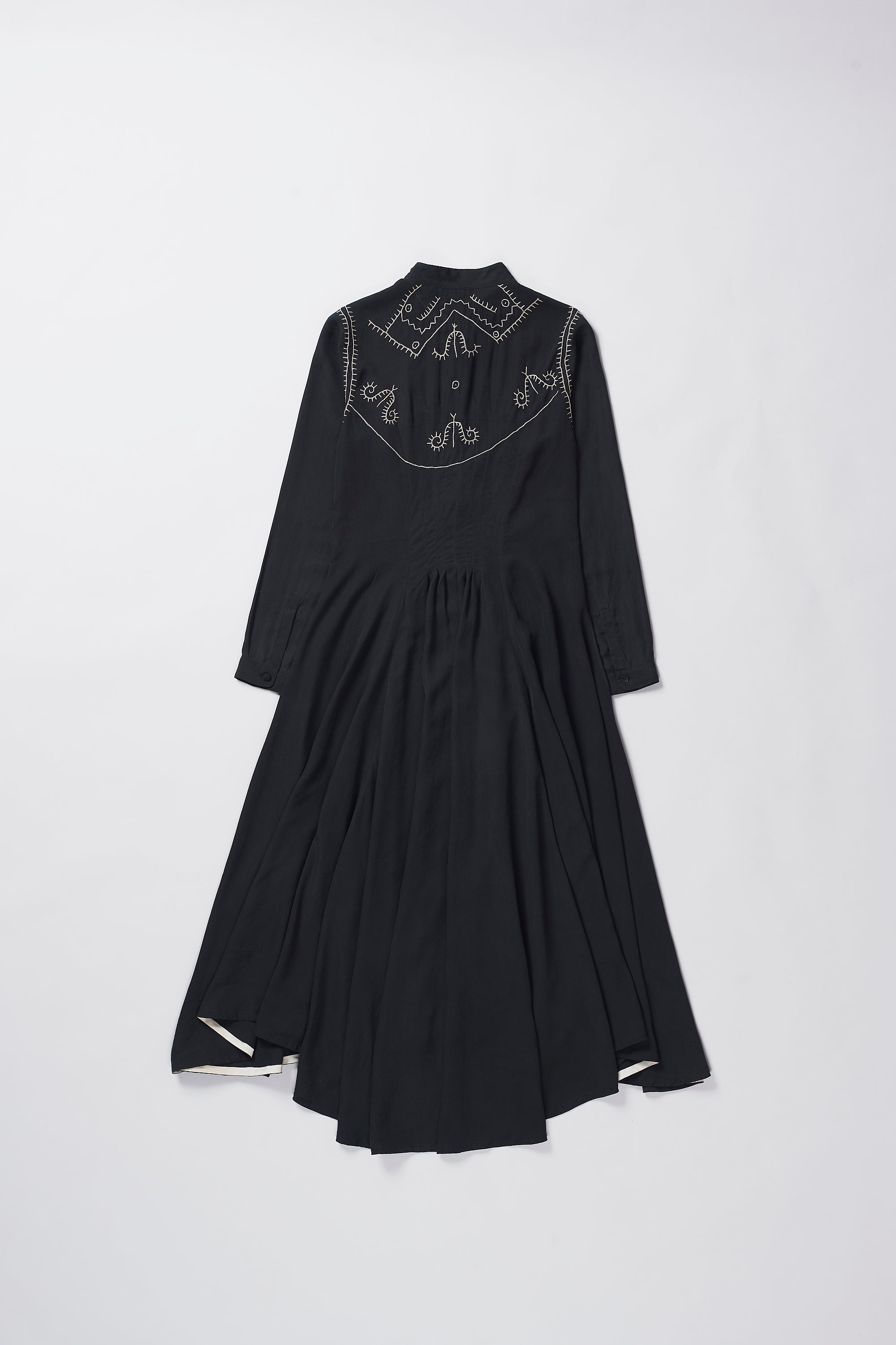 HAND EMBROIDERED SILK DRESS IN BLACK