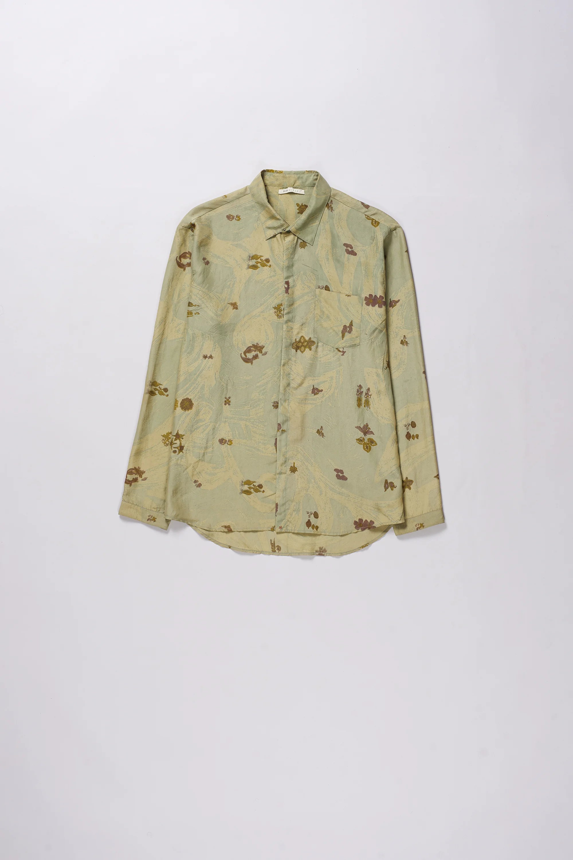 Ocean Blue Screen Printed Silk Shirt