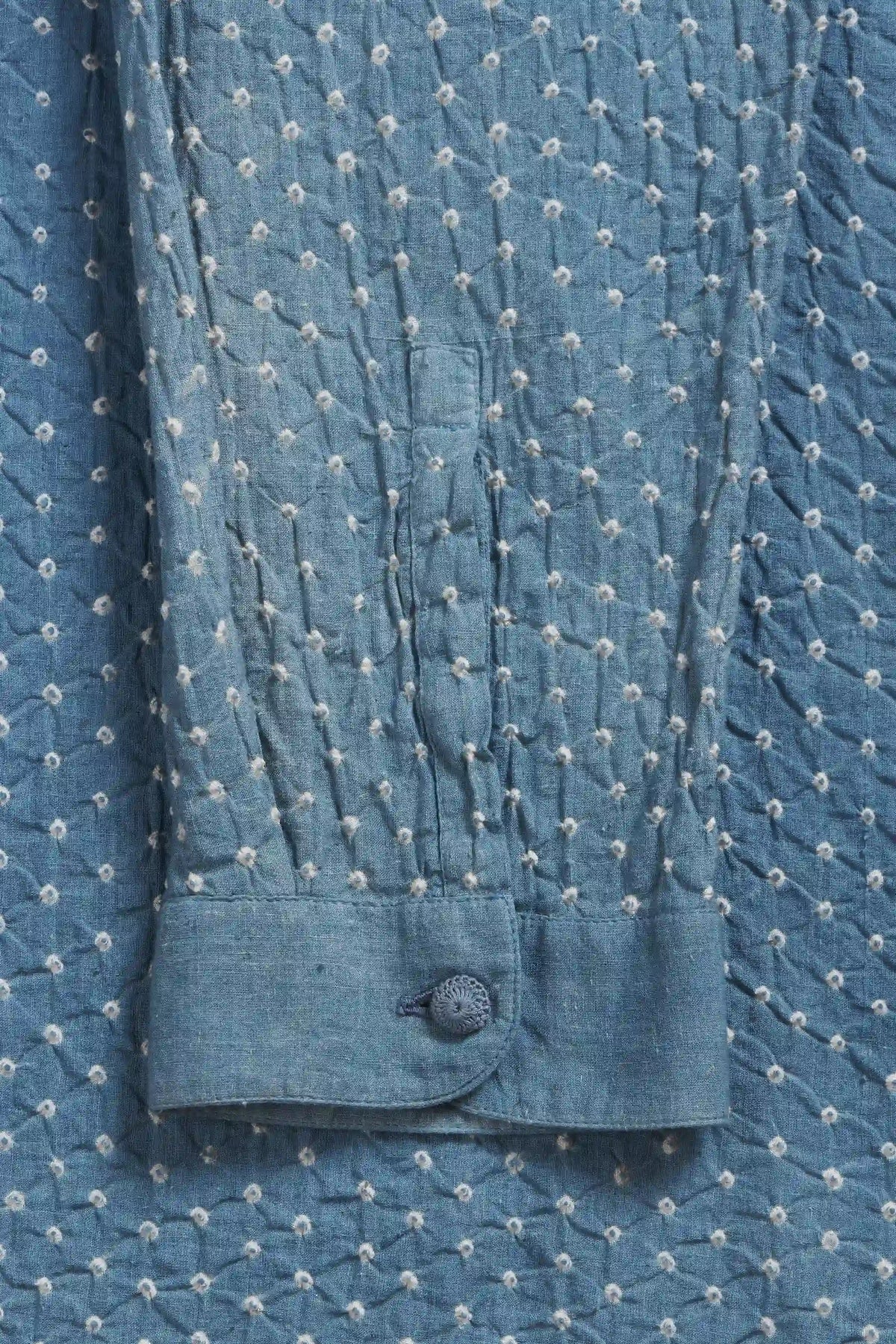 Mul Cotton Bandhani Shirt in Medium Indigo