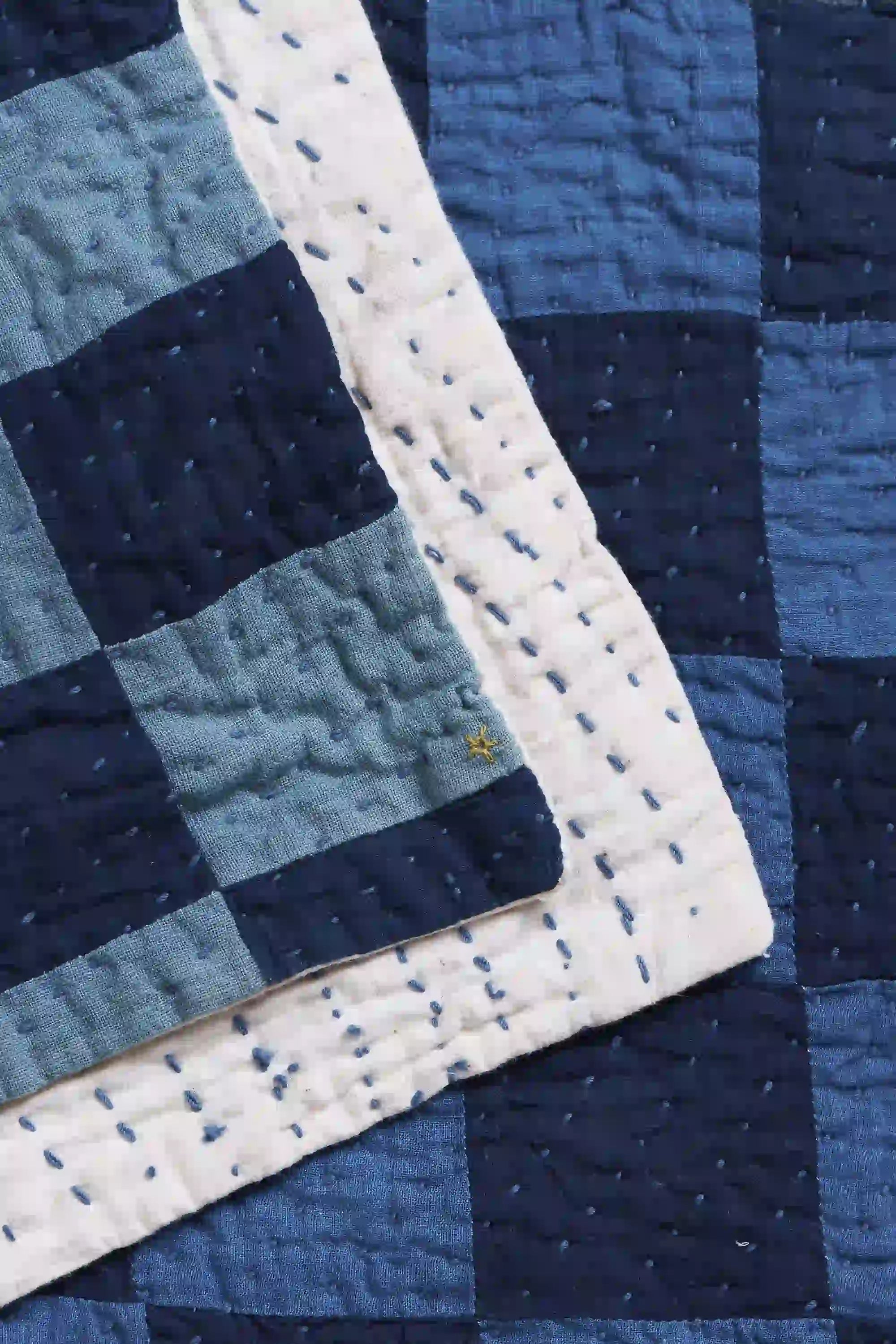 Fabric close-up with kantha work