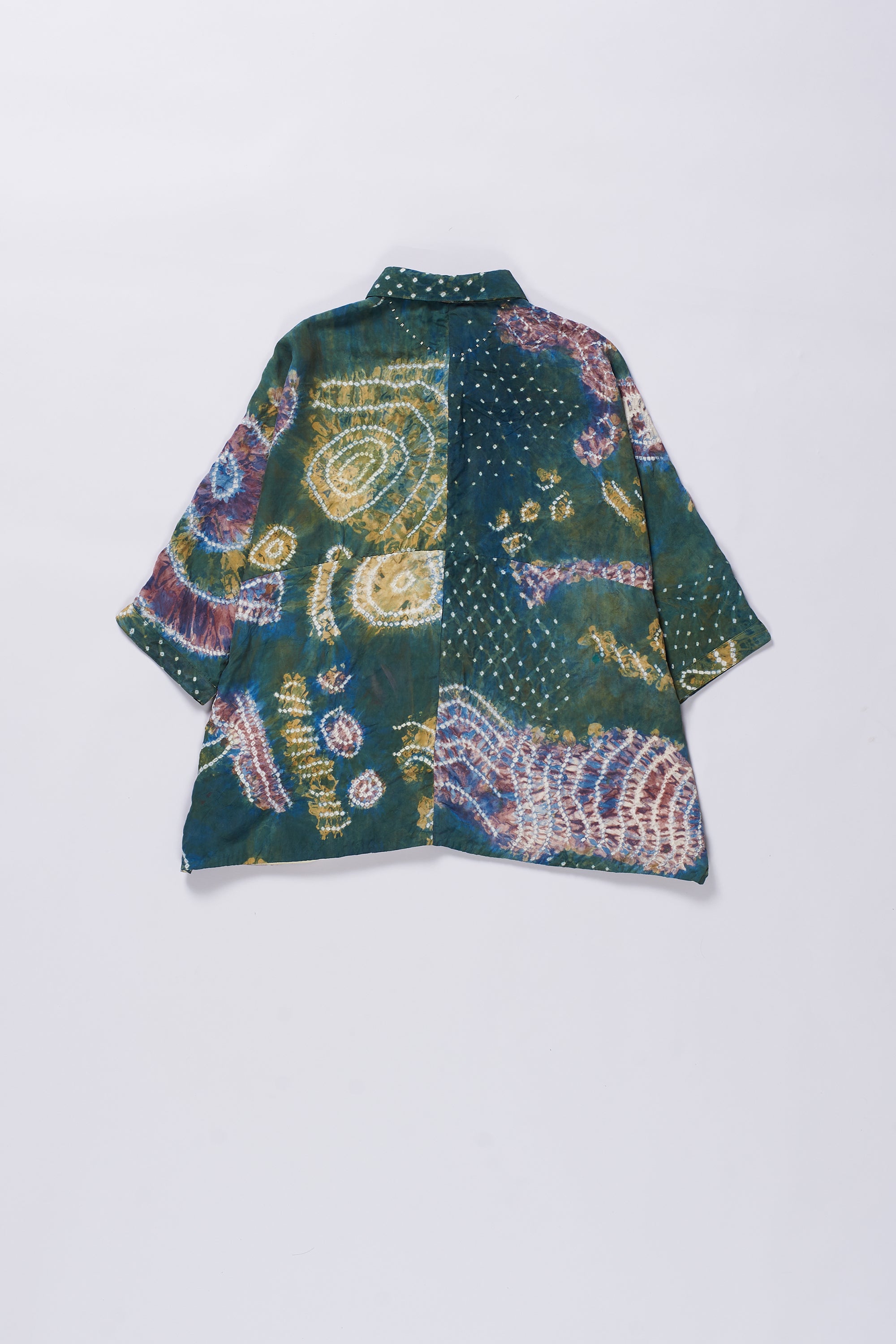 HANDPAINTED SILK SHIRT CRAFTED WITH BANDHANI