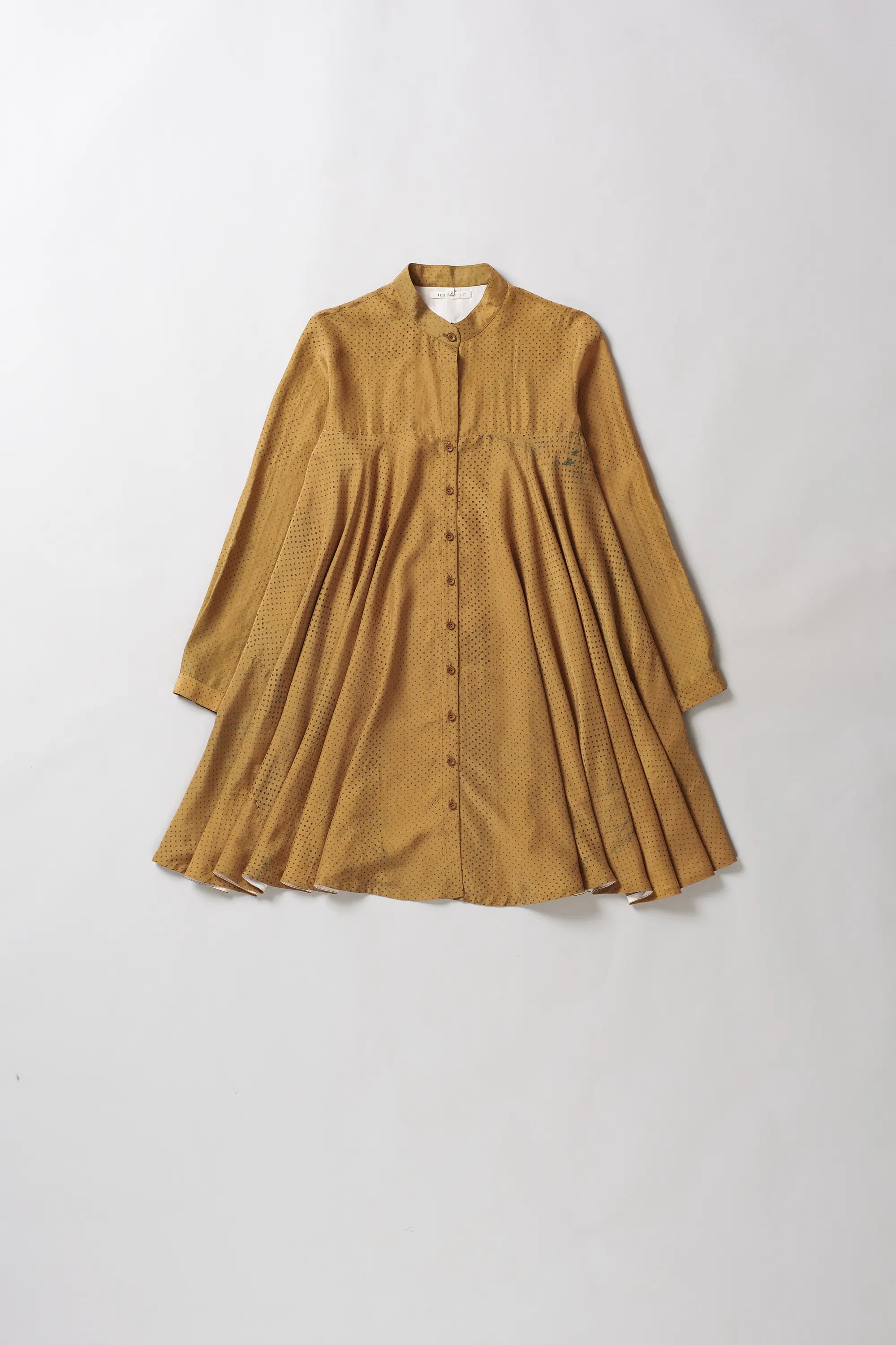 Mustard Yellow Silk Flared Dress
