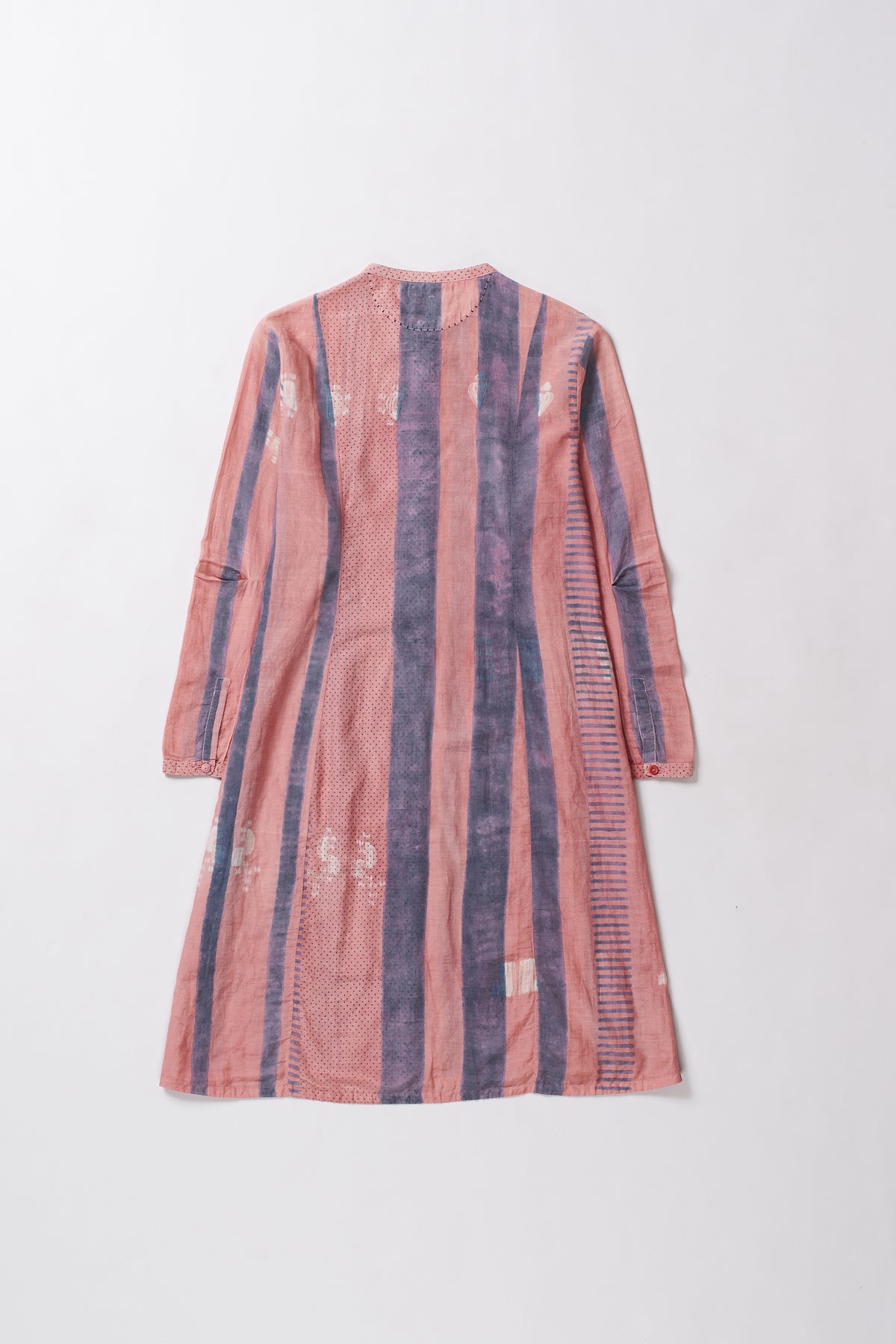 CHALK PINK SHIBORI BLOCK PRINT COTTON SILK BLEND WOMEN DRESS
