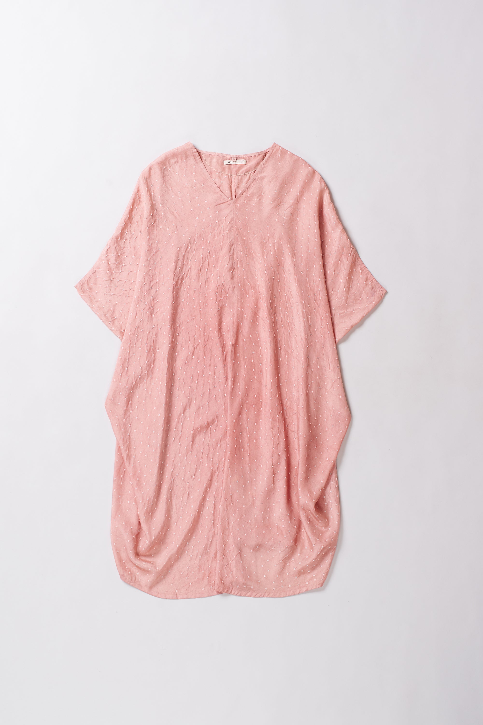 CHALK PINK SILK BANDHANI WOMEN DRESS