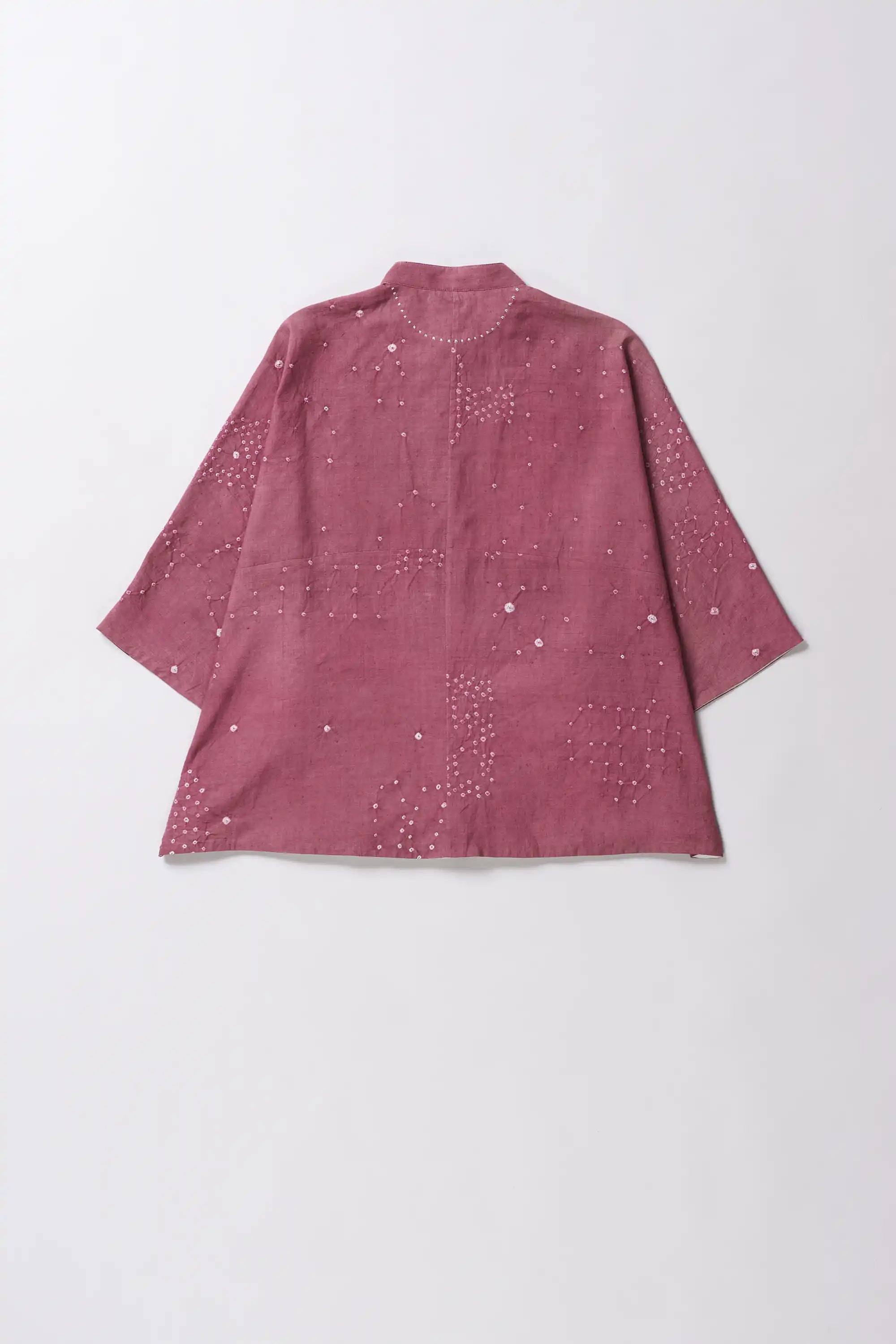 Fuschia Pink Cotton Bandhani Shirt