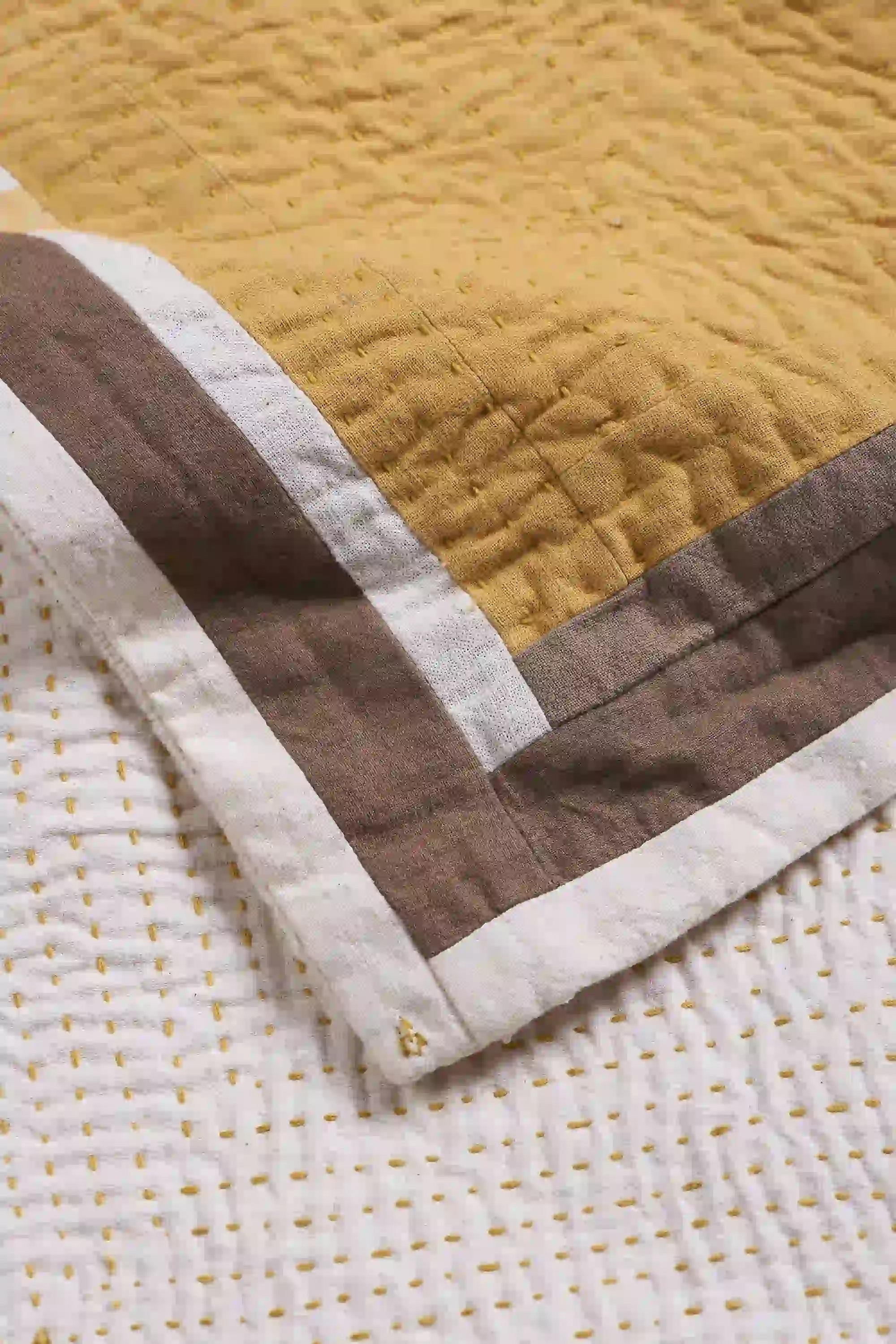 Fabric close-up with kantha work