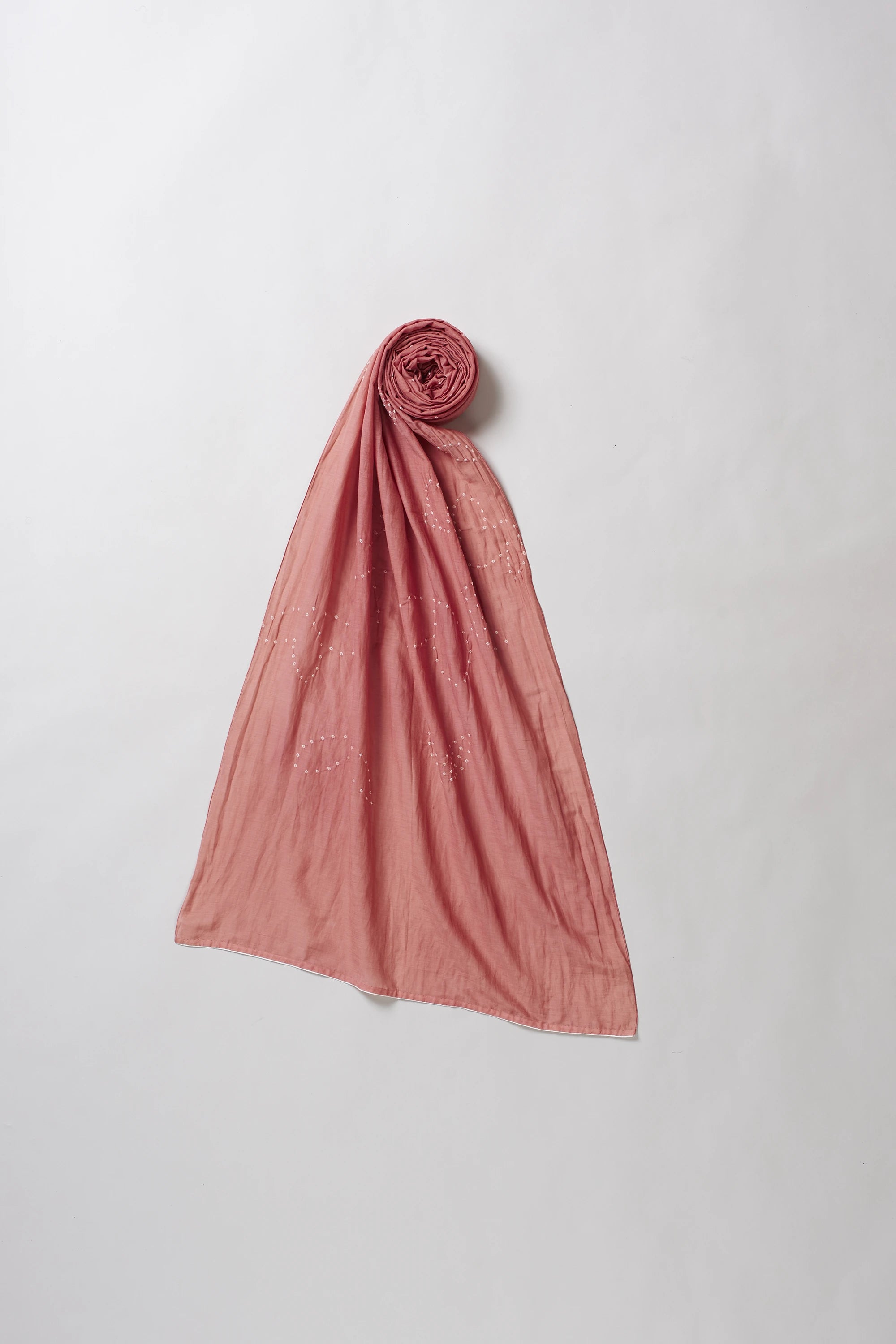 Pink Wood Silk with Bandhani Scarf