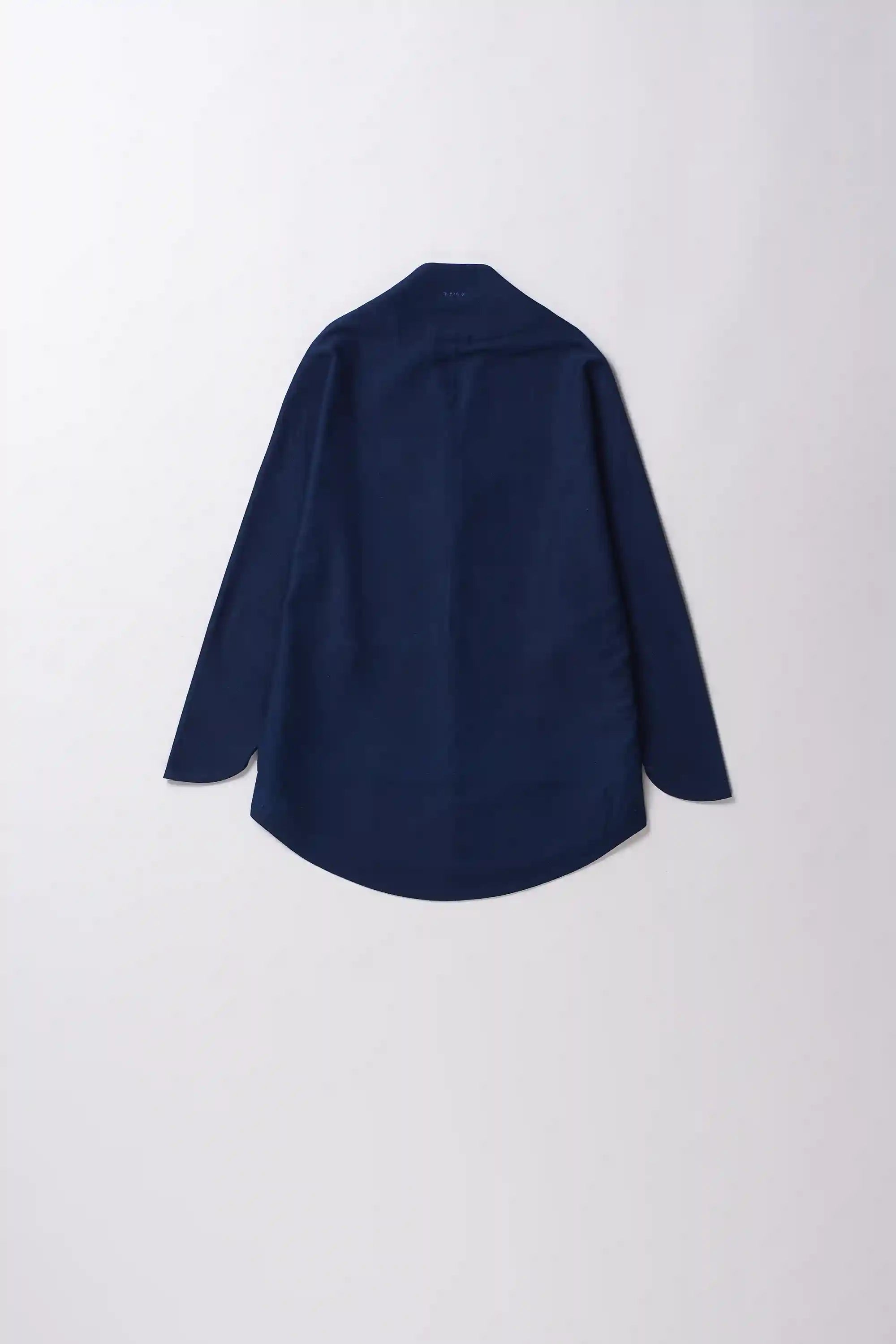 Back image of denim shrug in indigo