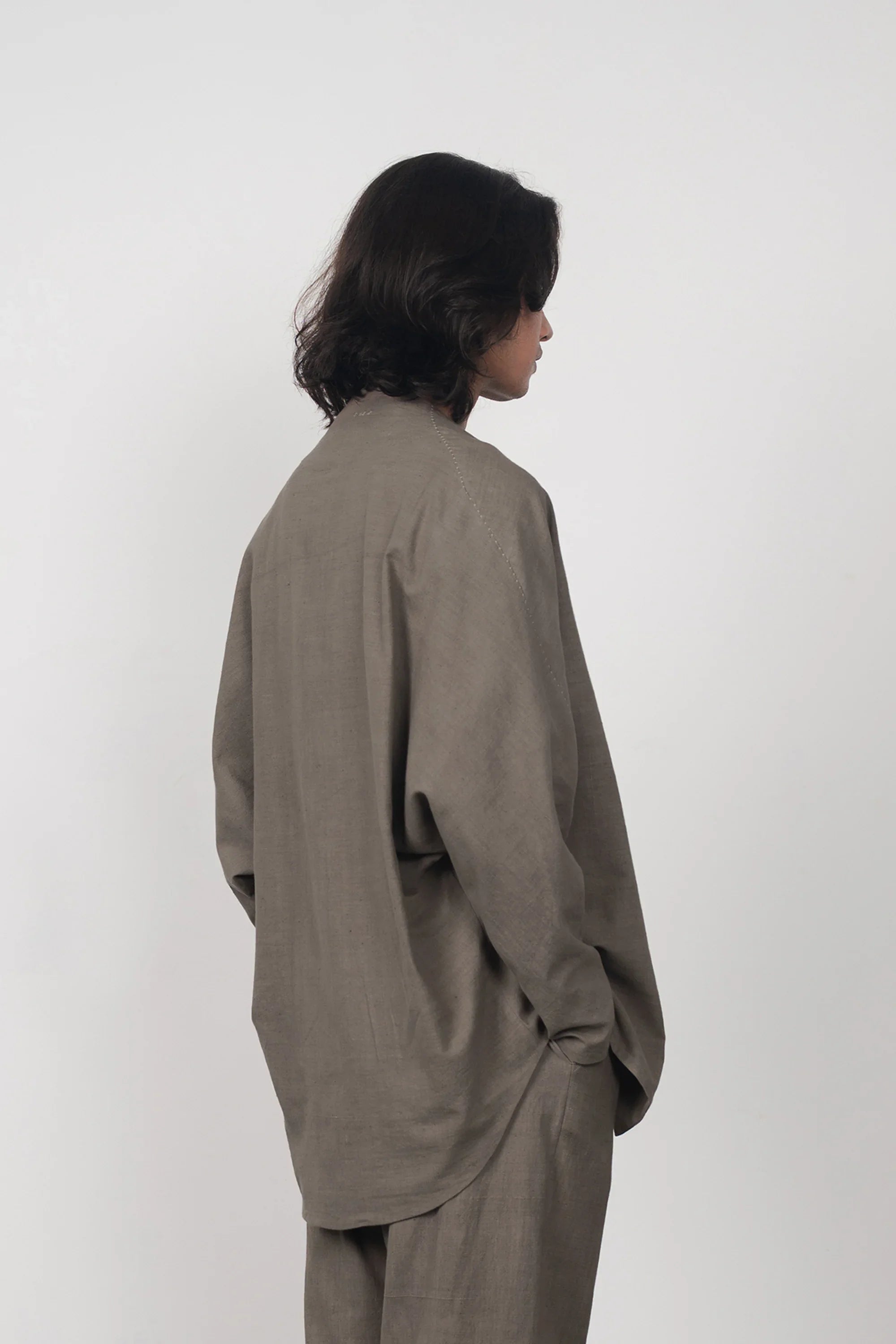 Ash Grey Handspun Textured Shrug