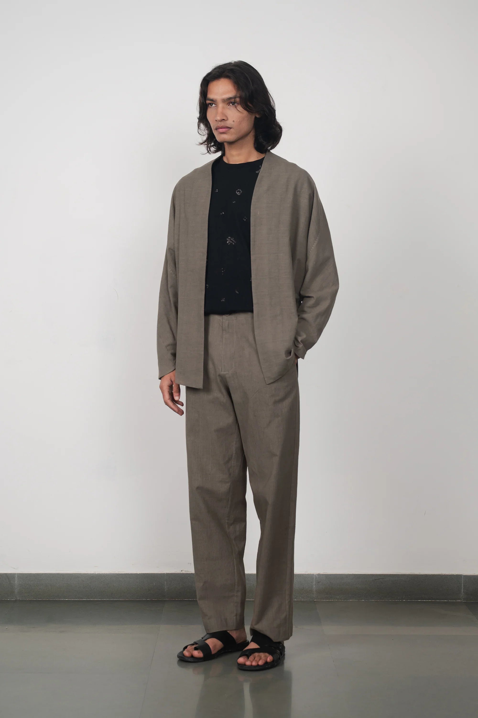 Ash Grey Handspun Textured Shrug