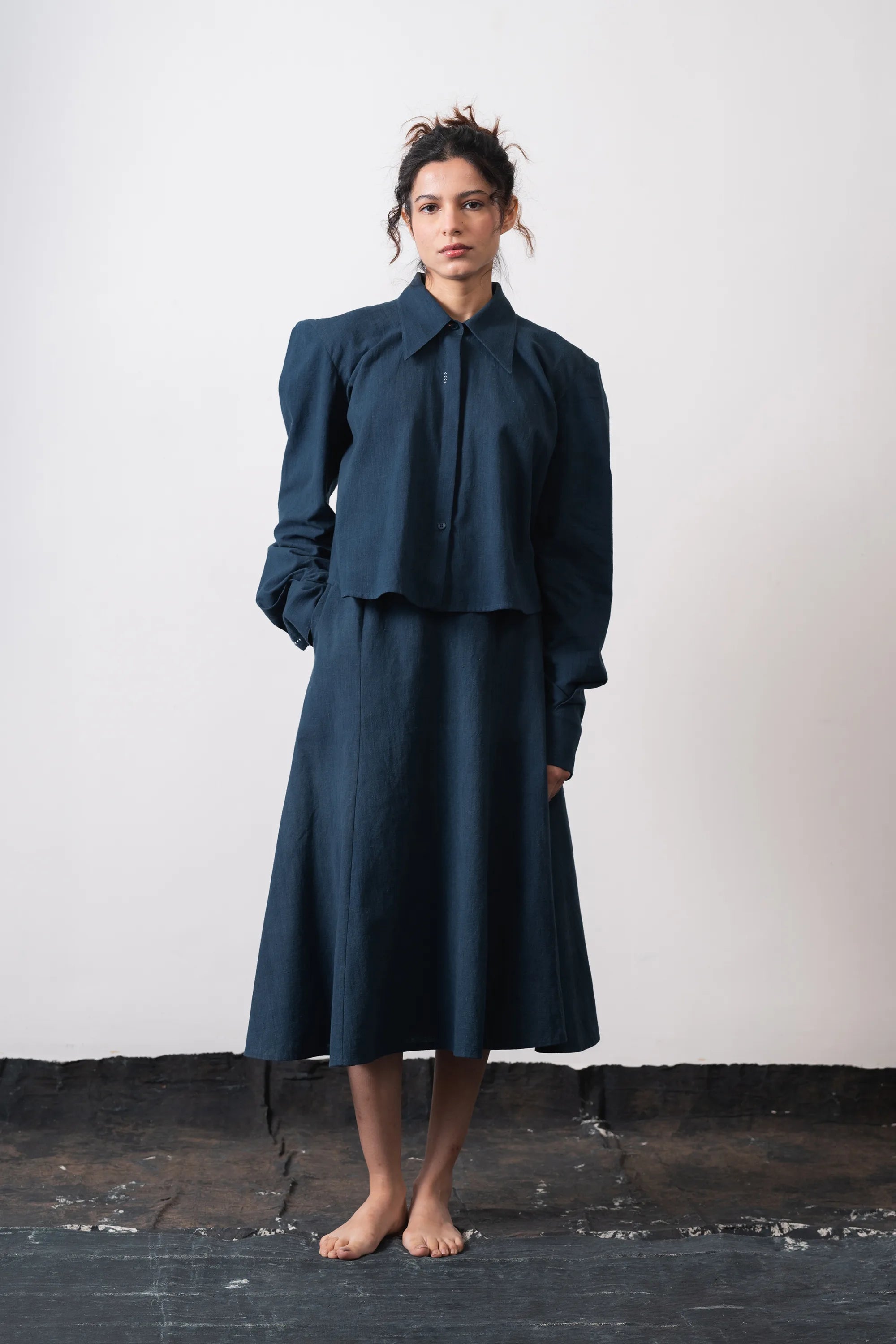 Space Blue Flared Skirt