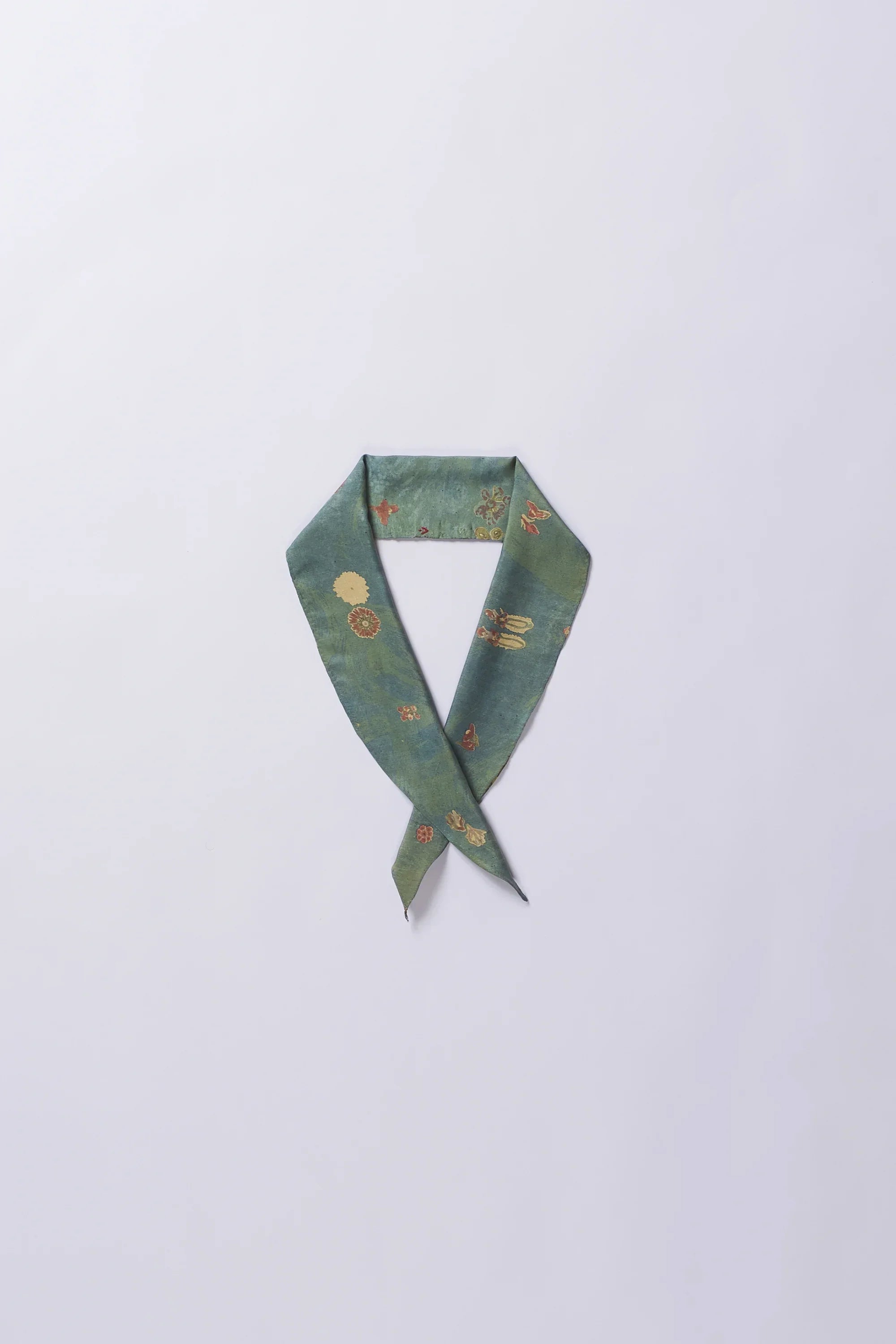 Leaf Green Screen Printed Silk Bandana