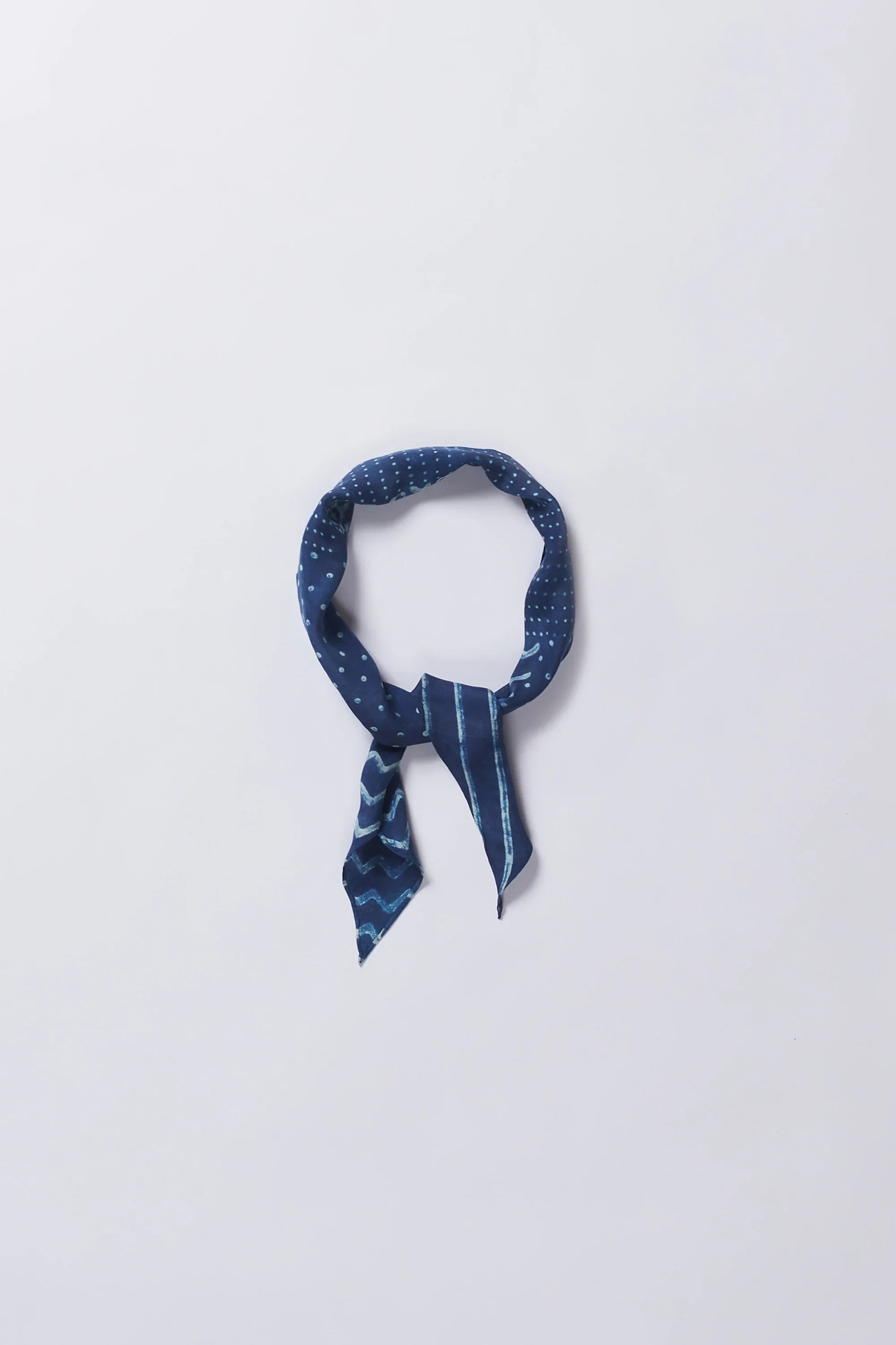 Indigo Silk Screen Printed Bandana